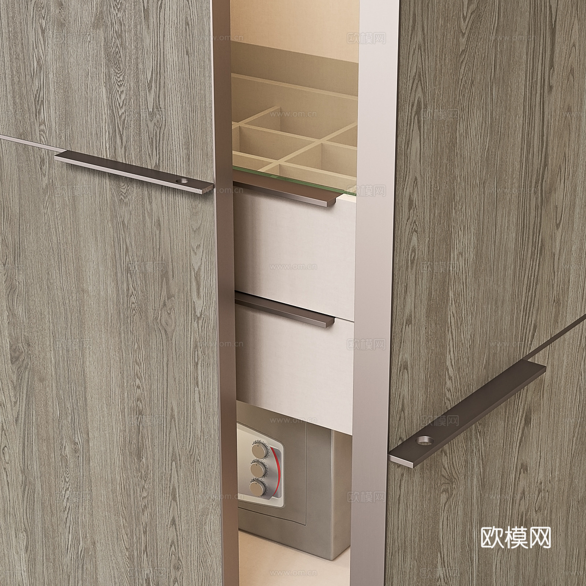 现代意式极简开门衣柜3d模型