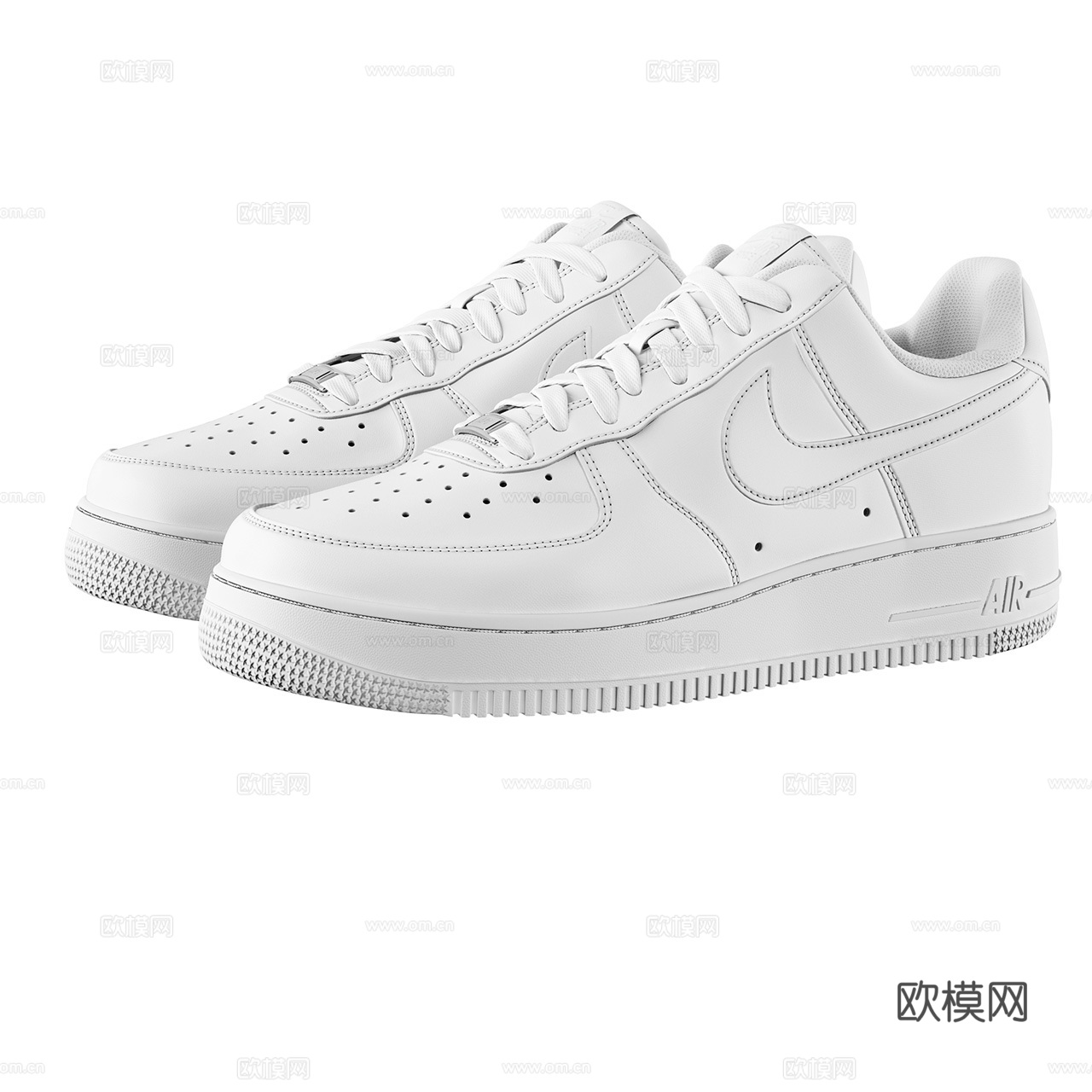 Nike 耐克 Air Force 全白鞋子 经典款鞋 球形3d模型