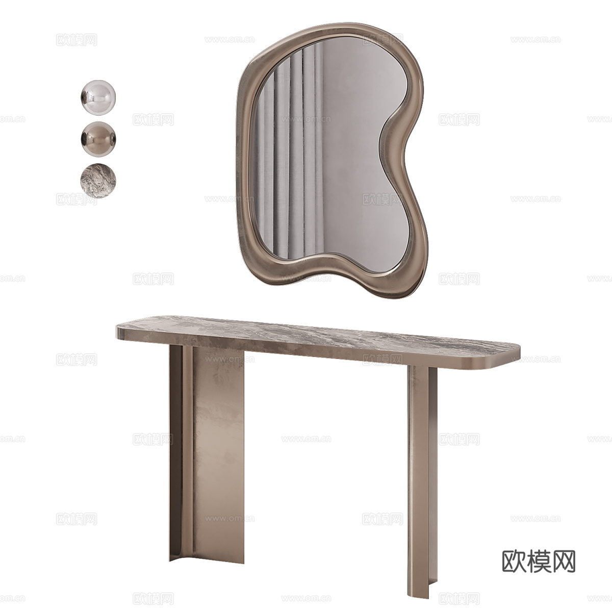 现代轻奢梳妆台3d模型
