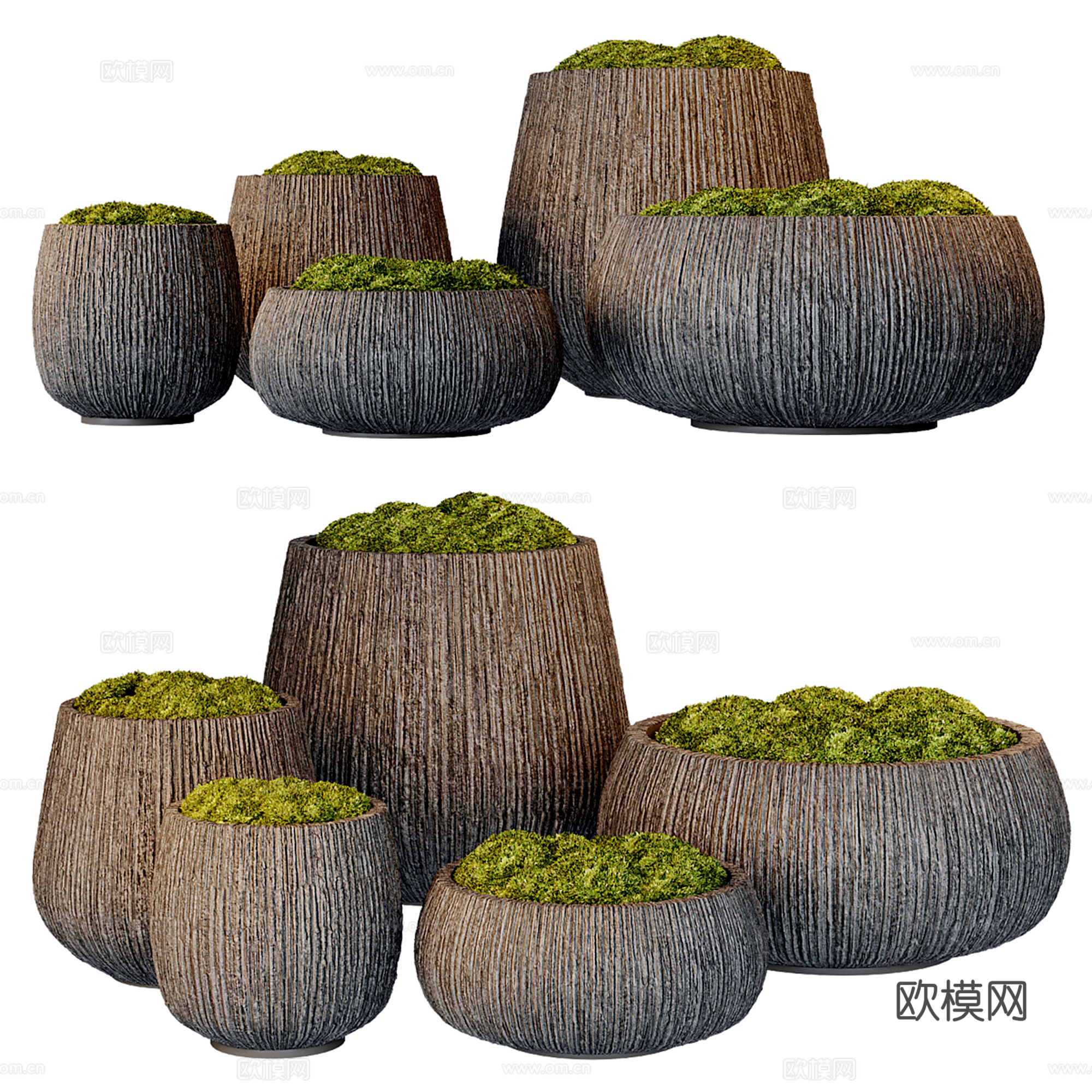 新中式绿植盆栽su模型