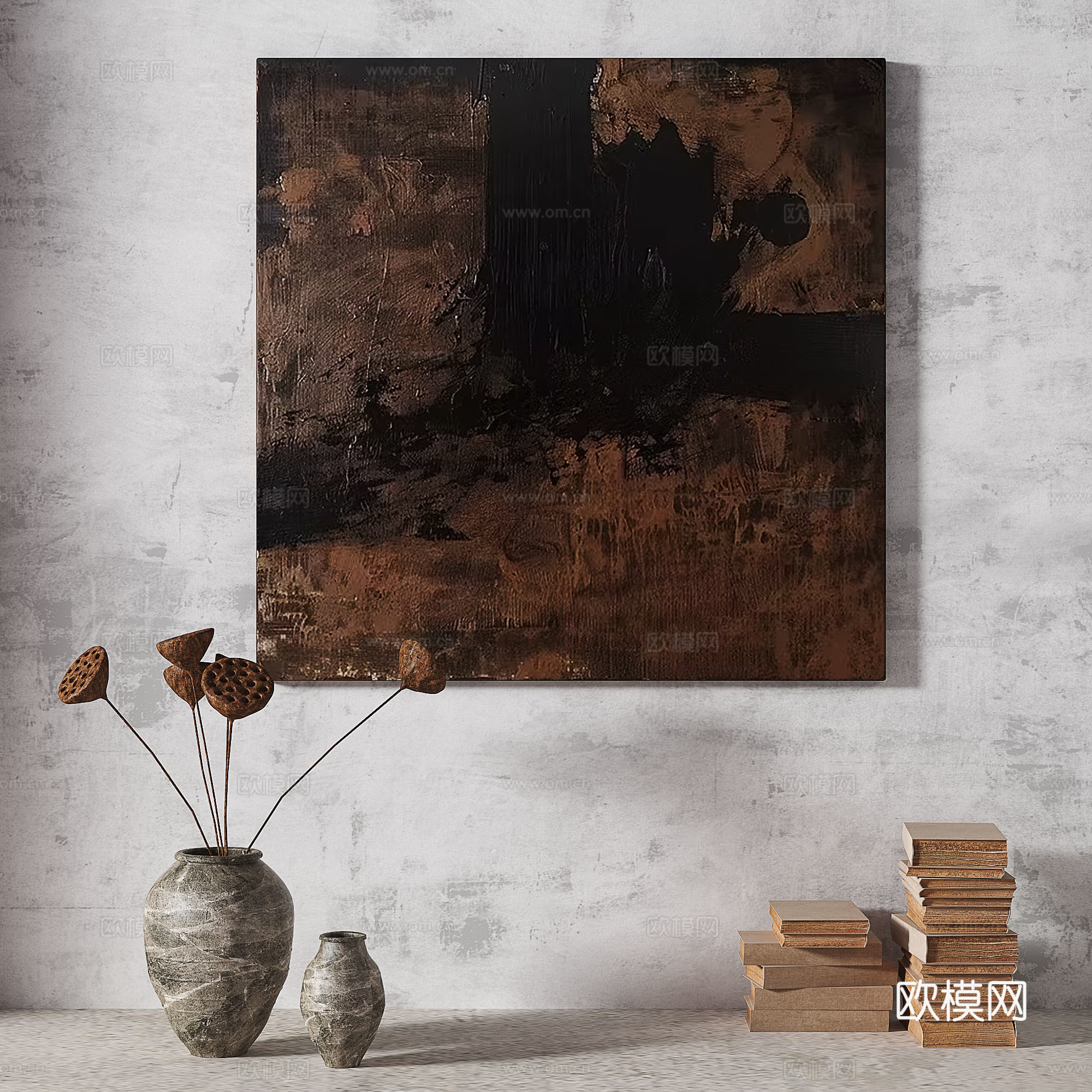 现代，轻奢，侘寂，简约，抽象，立体，复古，中古，装饰画3d模型