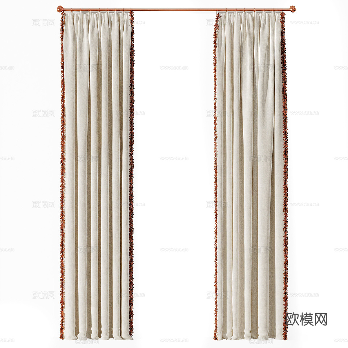现代奶油风儿童花边窗帘3d模型