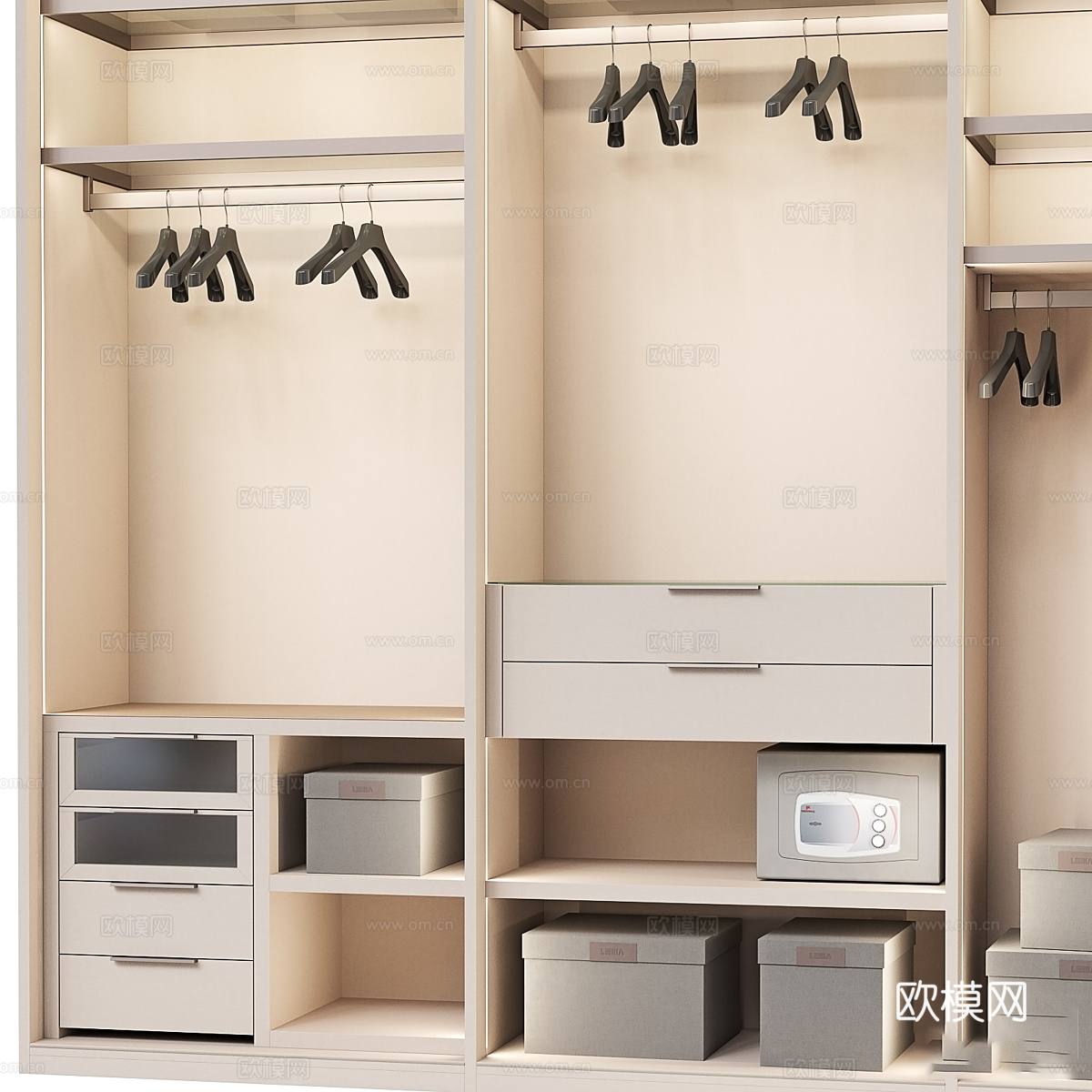 现代意式极简开门衣柜3d模型