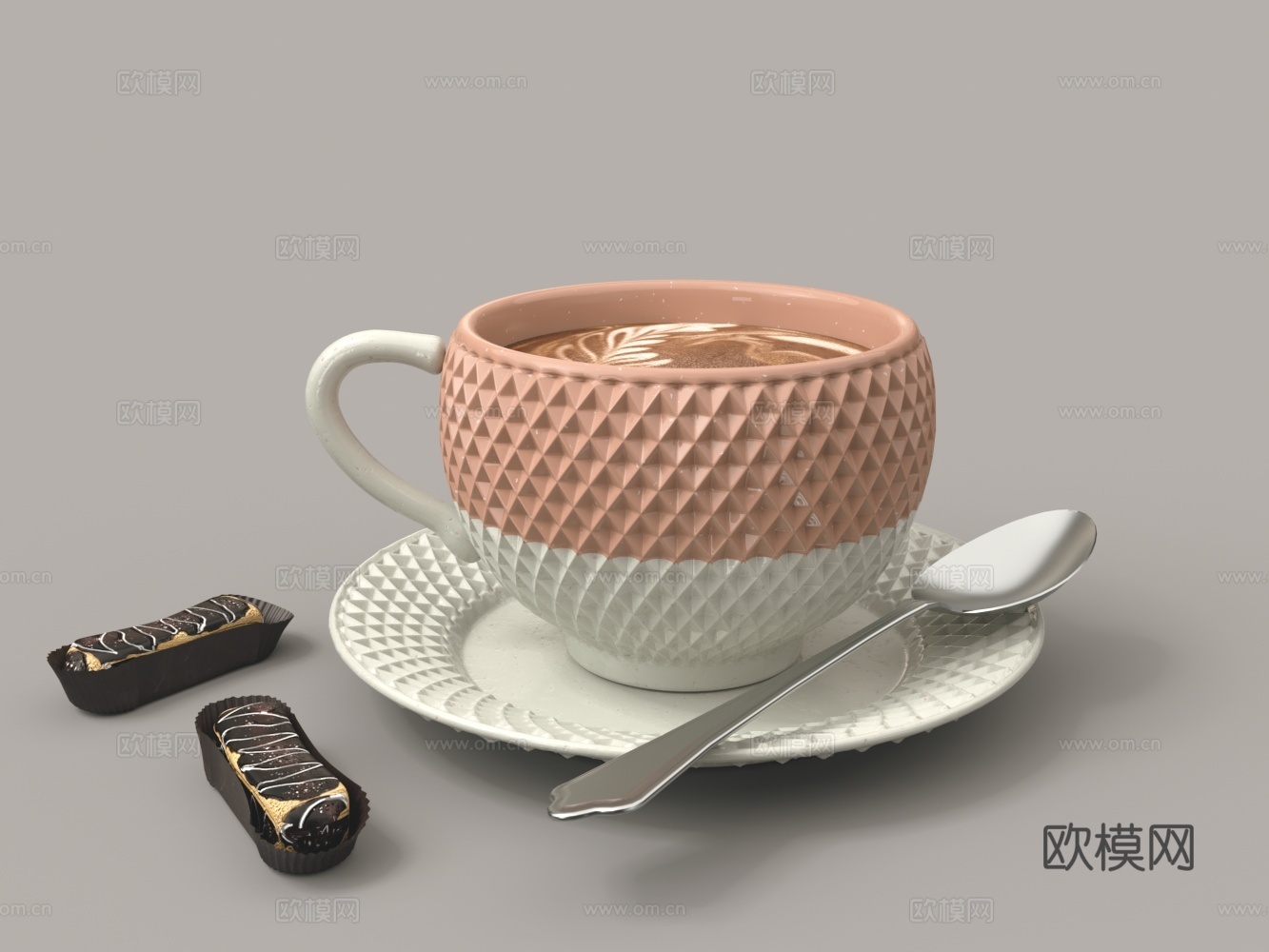 现代 菱形纹理 撞色 陶瓷杯 咖啡杯3d模型