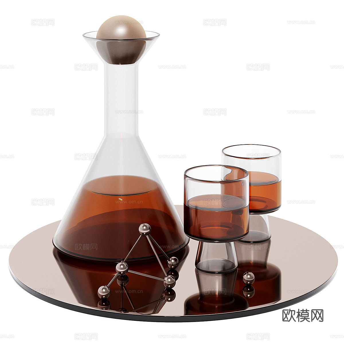 现代酒水 茶水 托盘3d模型