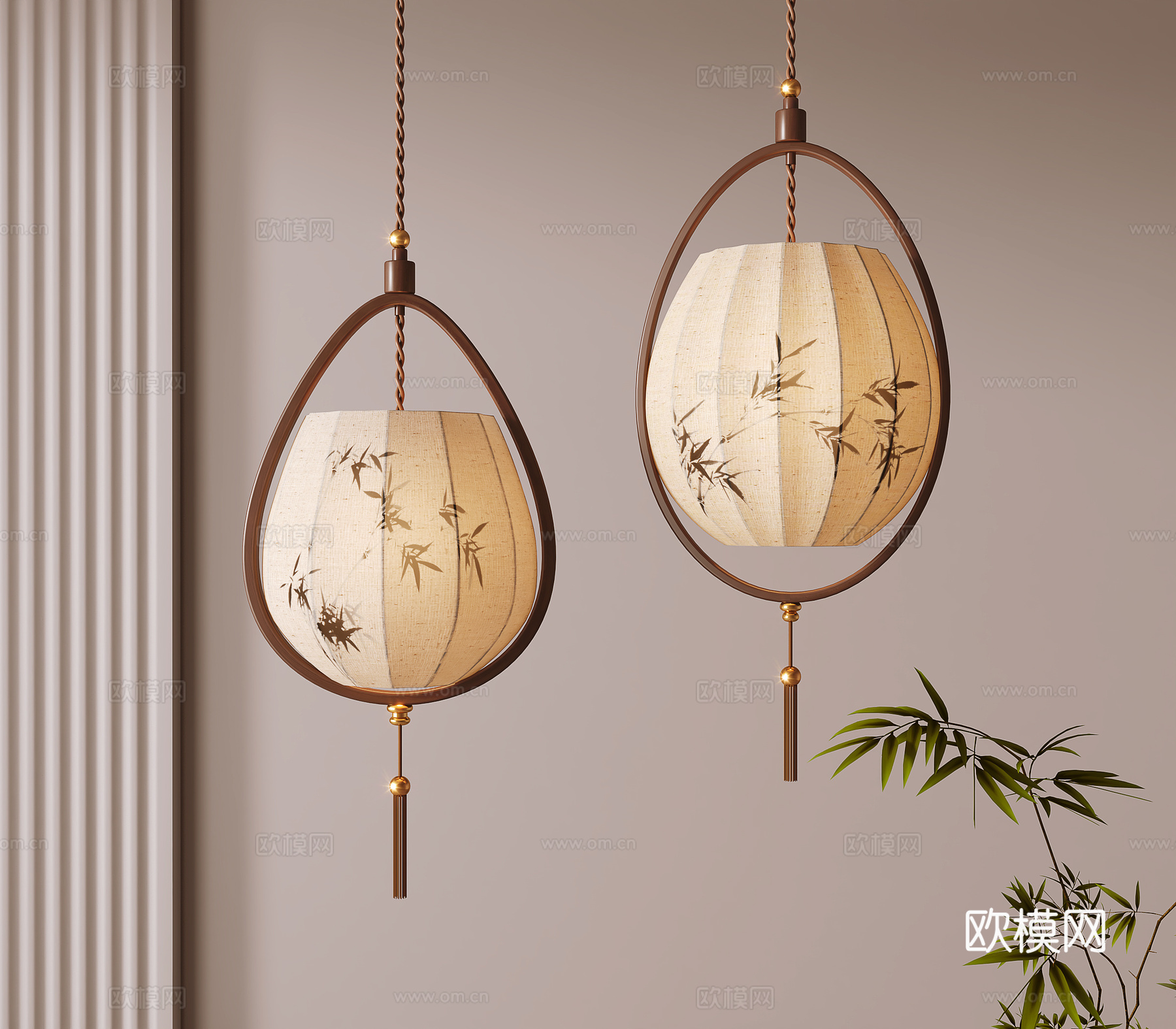 新中式吊灯su模型下载（渲染图1）