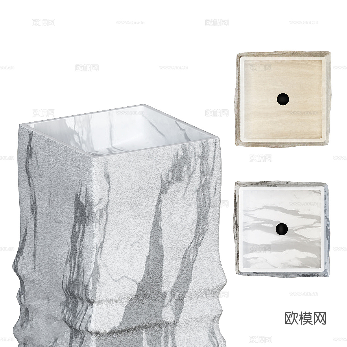 现代侘寂洗手台 台盆 柱盆3d模型