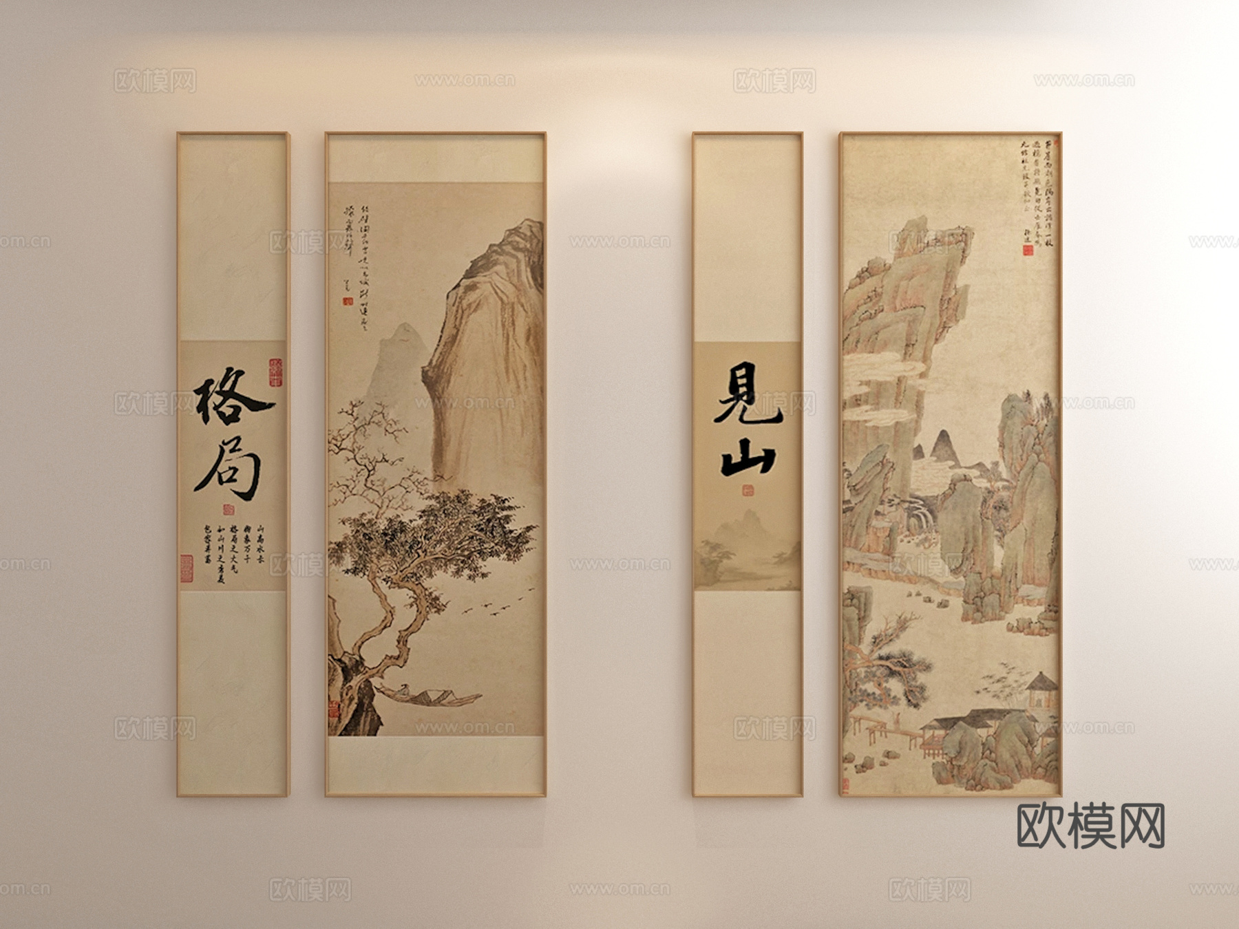 中式组合画 宋式美学组合画 组合画3d模型