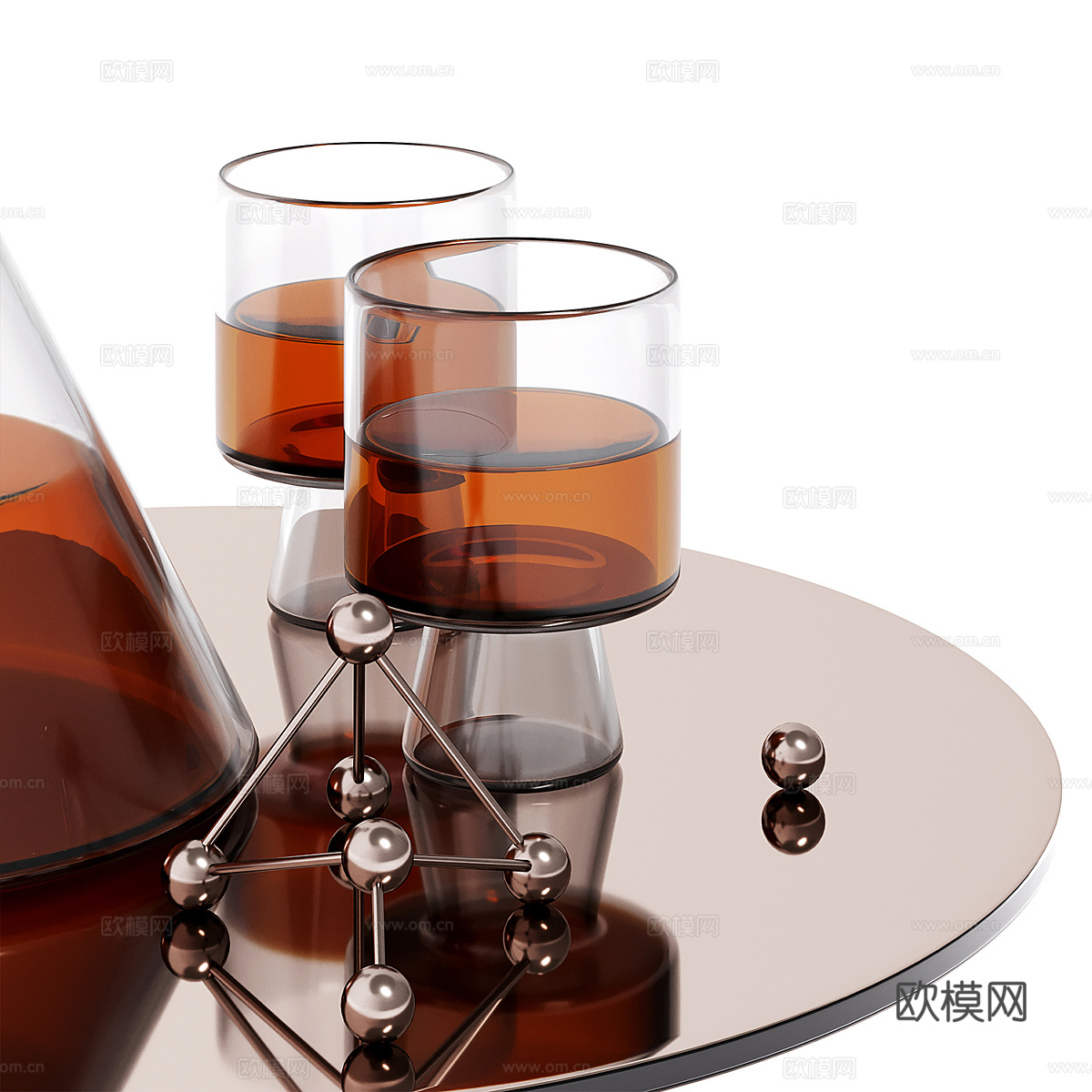 现代酒水 茶水 托盘3d模型
