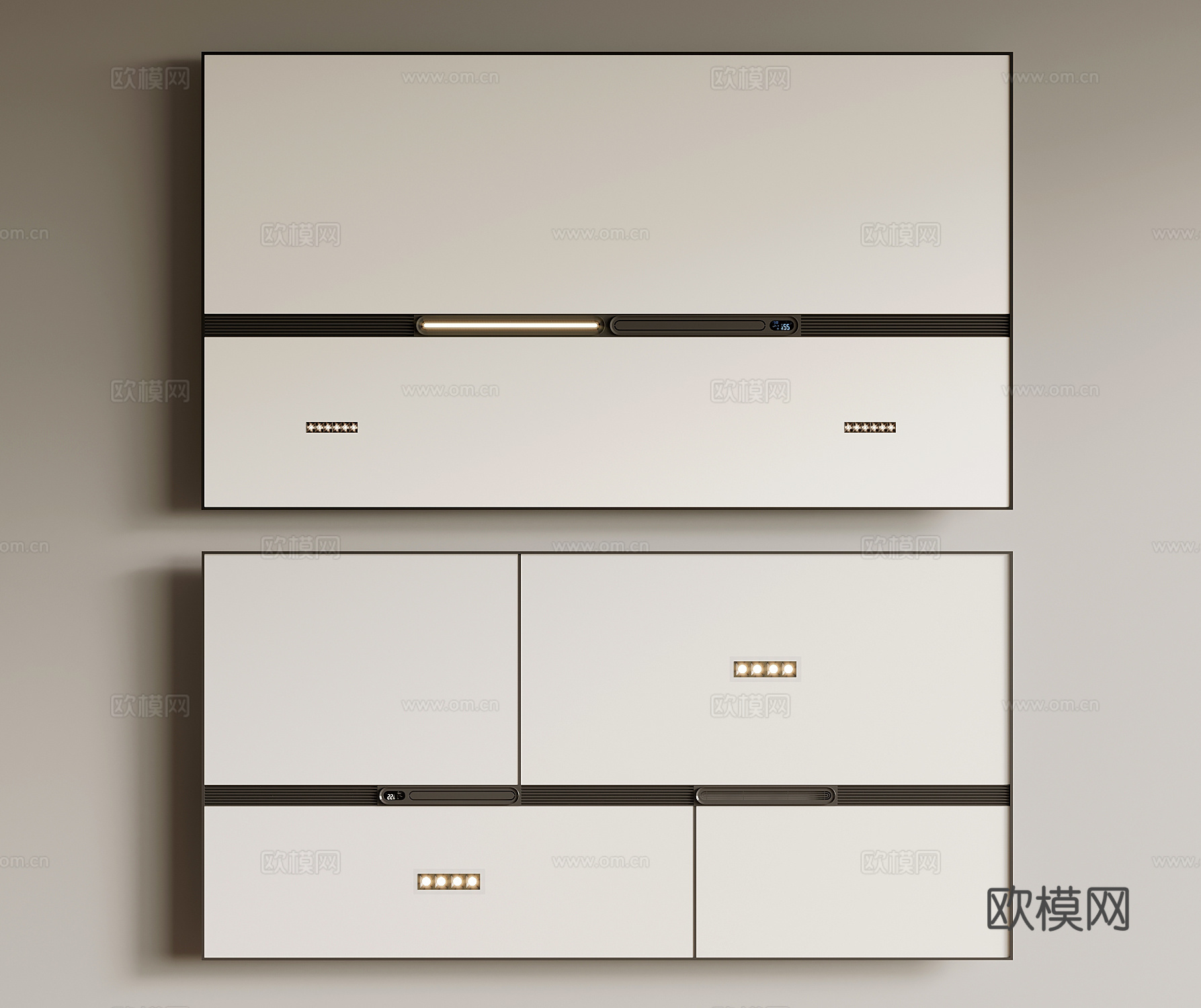 吊顶 现代继承吊顶 蜂窝大板 浴霸 射灯3d模型