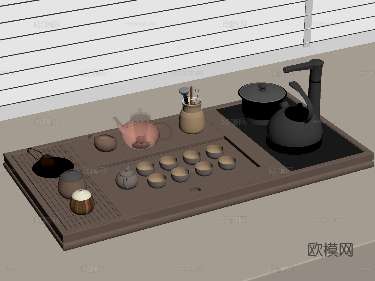 茶具 新中式茶具 茶杯su模型