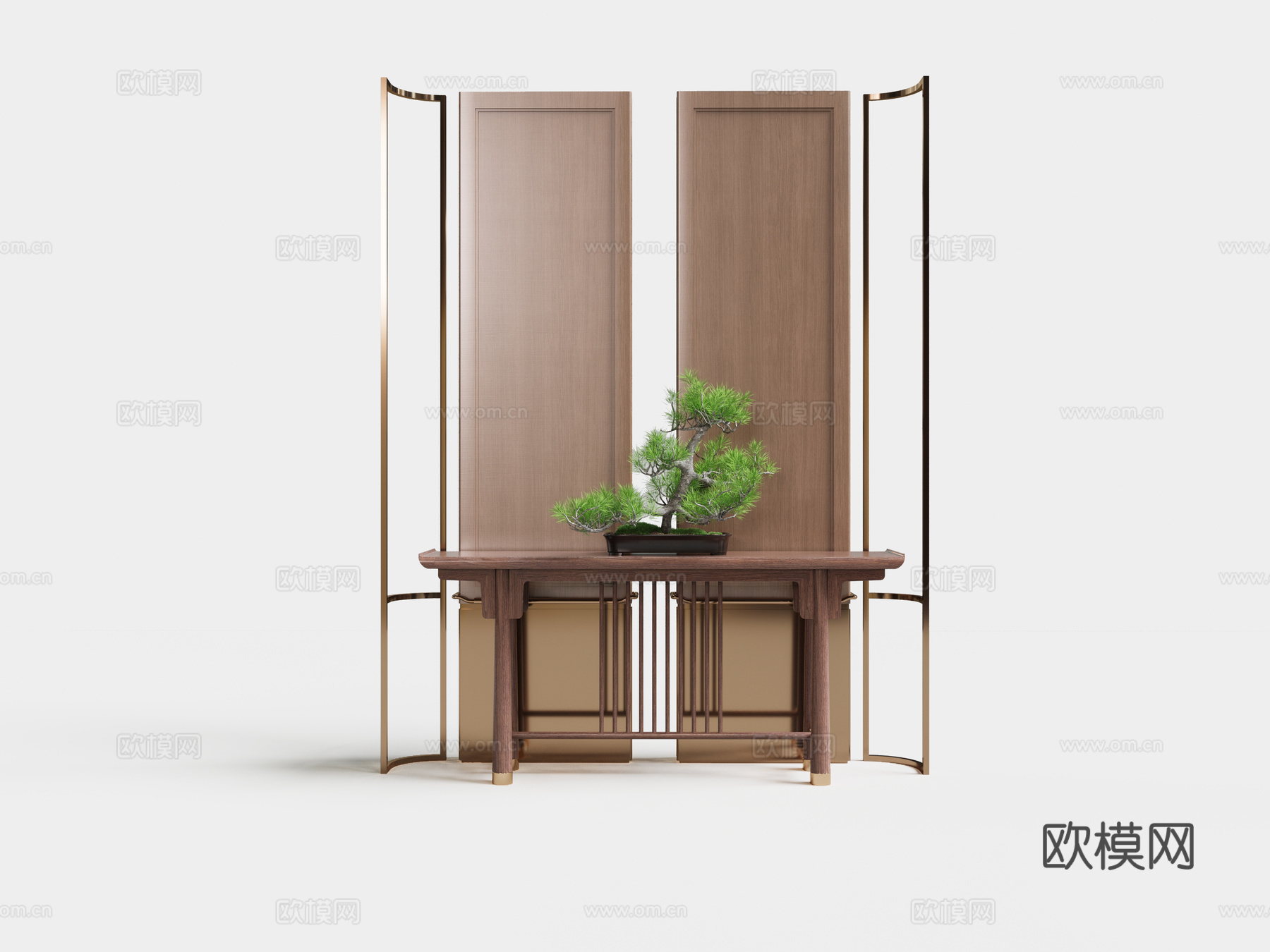 新中式屏风 玄关桌 玄关台 条案3d模型