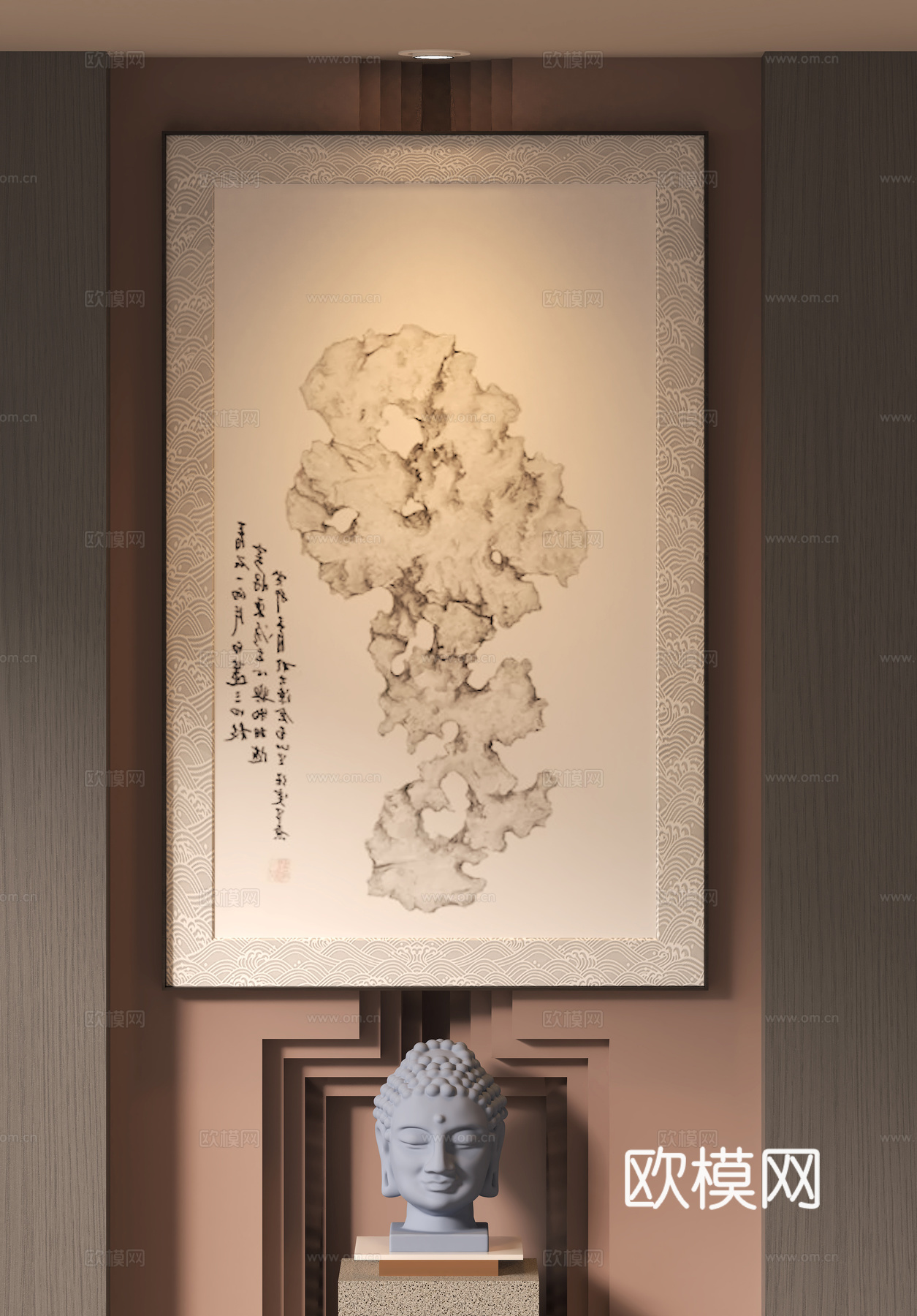 新中式书法字画 雕塑摆件3d模型