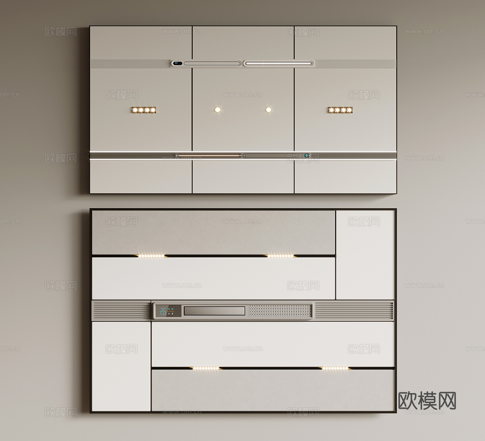 吊顶 现代继承吊顶 蜂窝大板 浴霸 射灯su模型