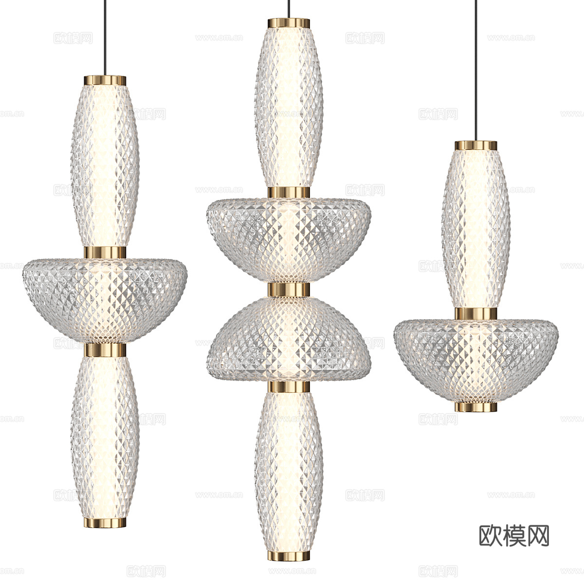 现代轻奢玻璃装饰串联吊灯3d模型