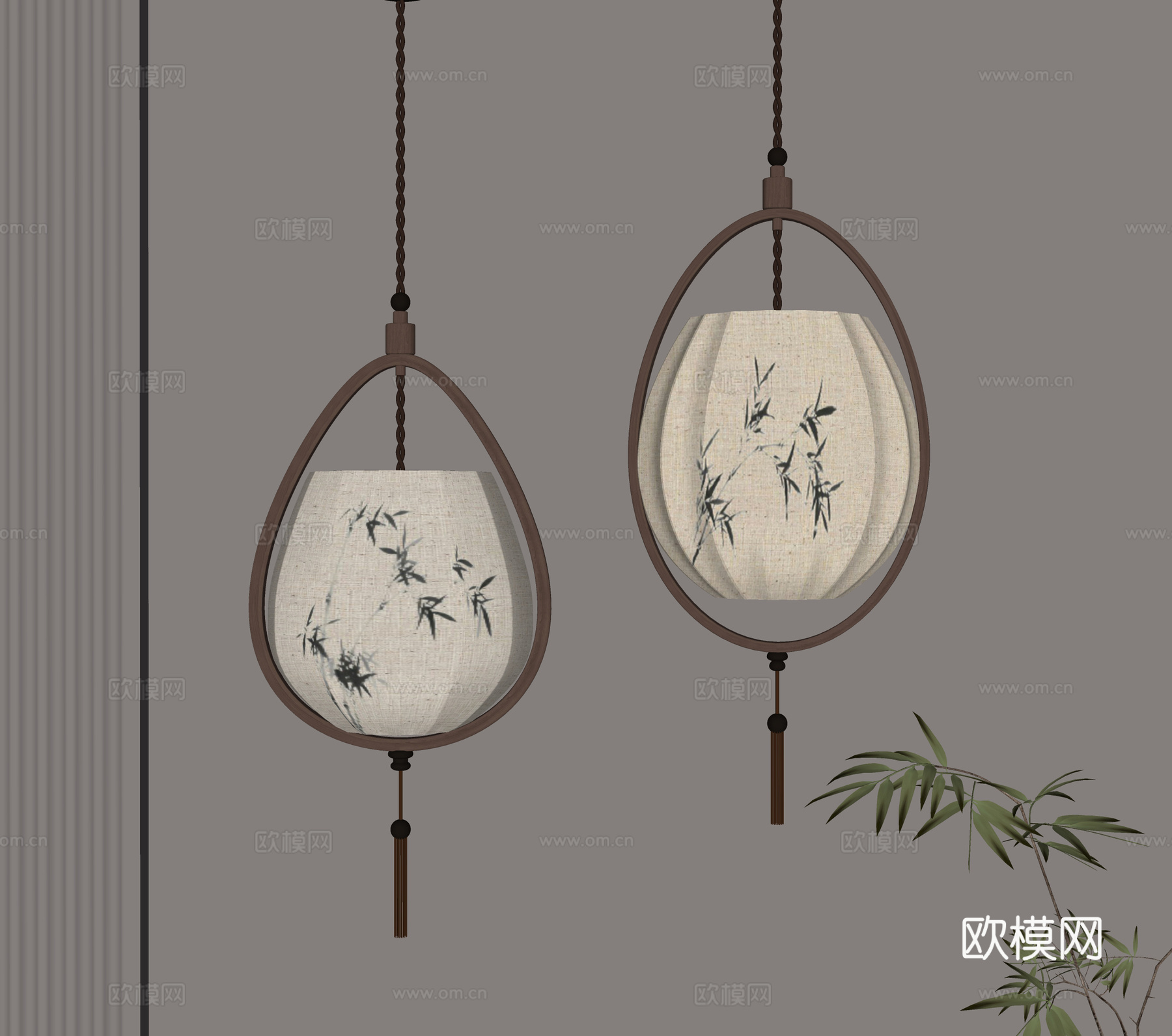 新中式吊灯su模型下载（渲染图2）