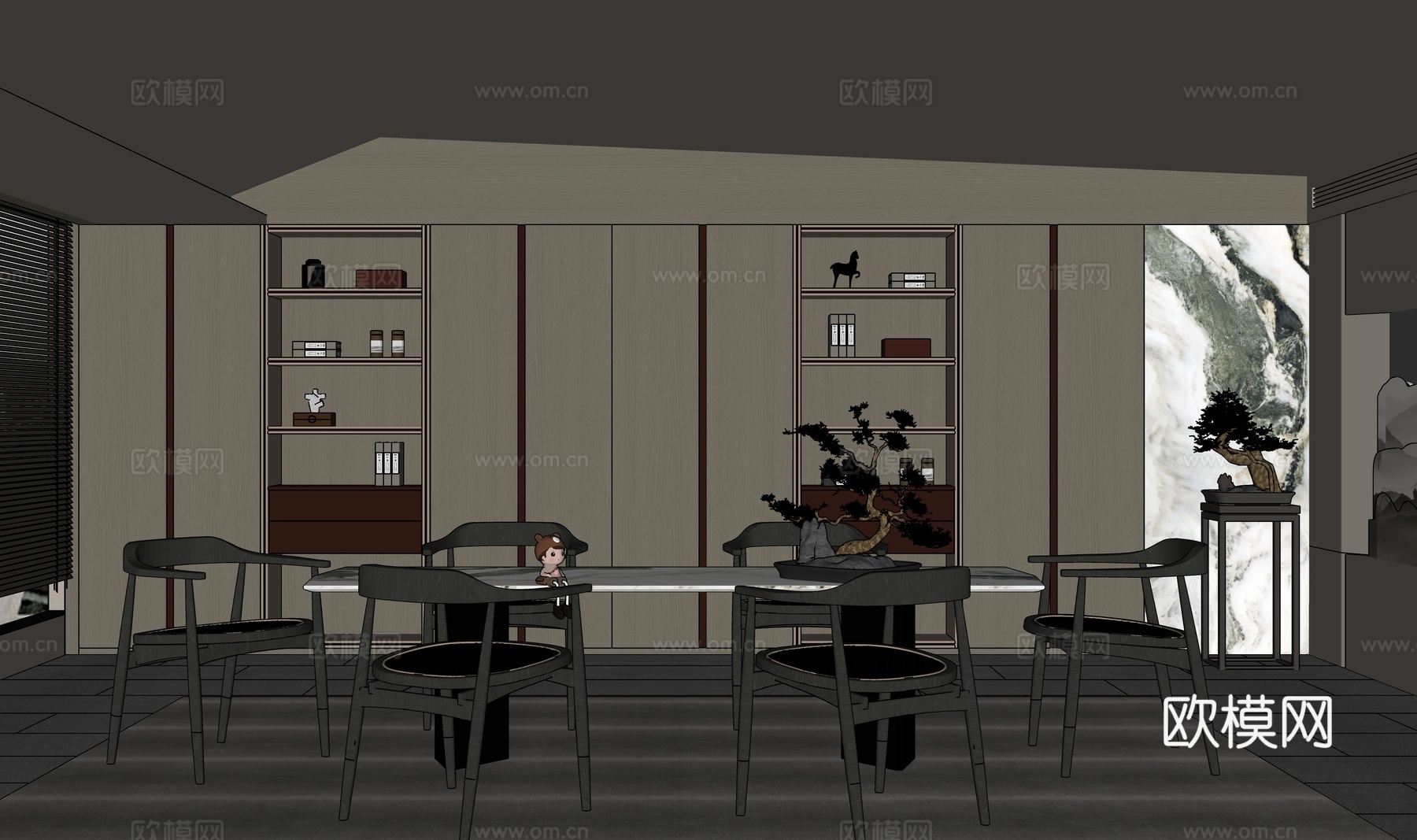 新中式餐厅su模型
