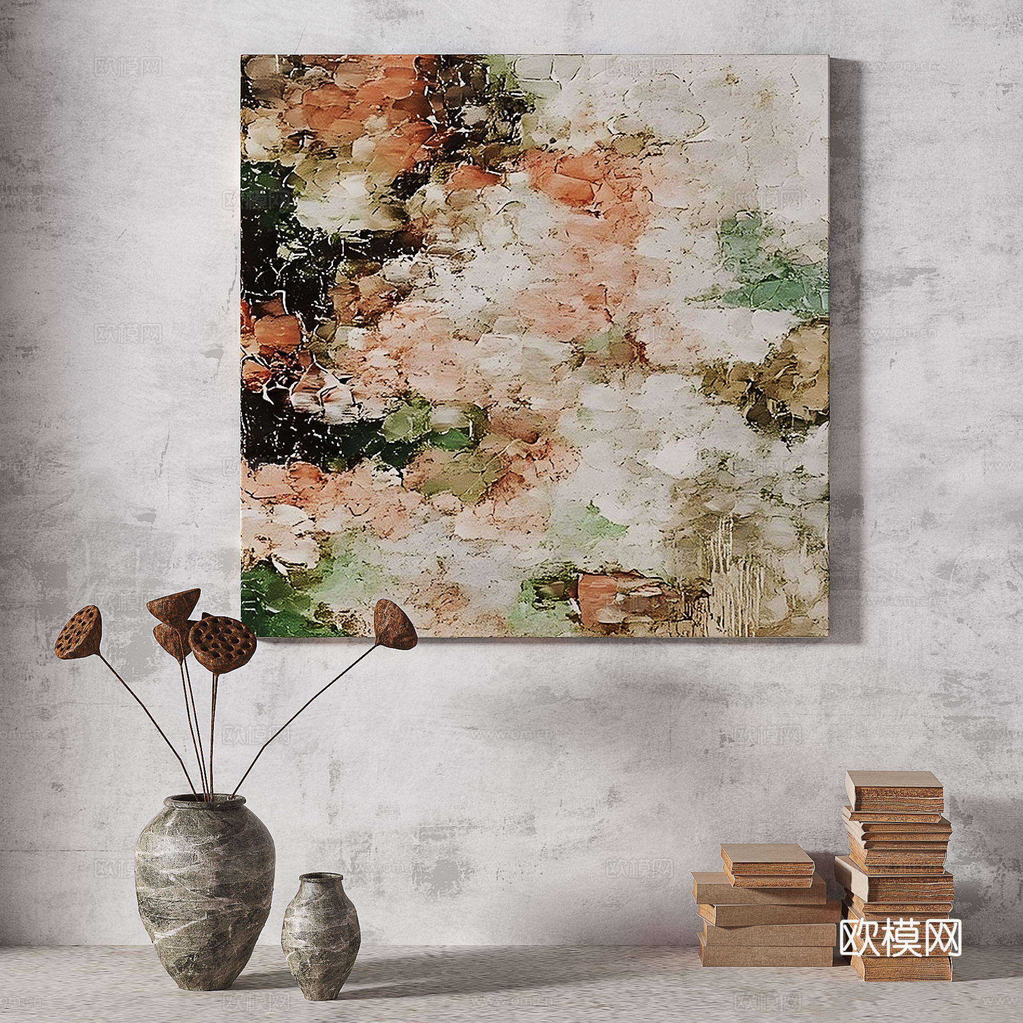 现代，轻奢，侘寂，简约，抽象，立体，复古，中古，装饰画3d模型