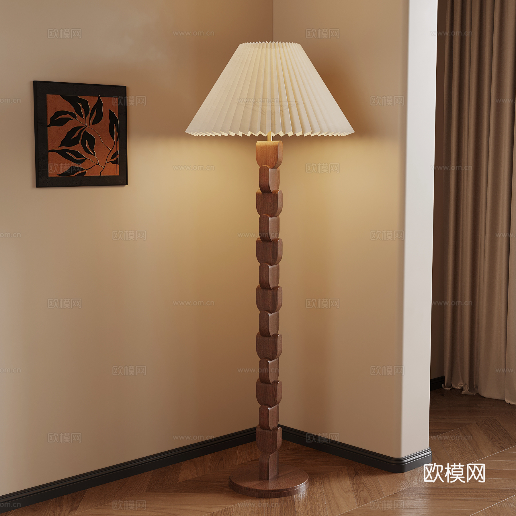 中古风落地灯 装饰画3d模型