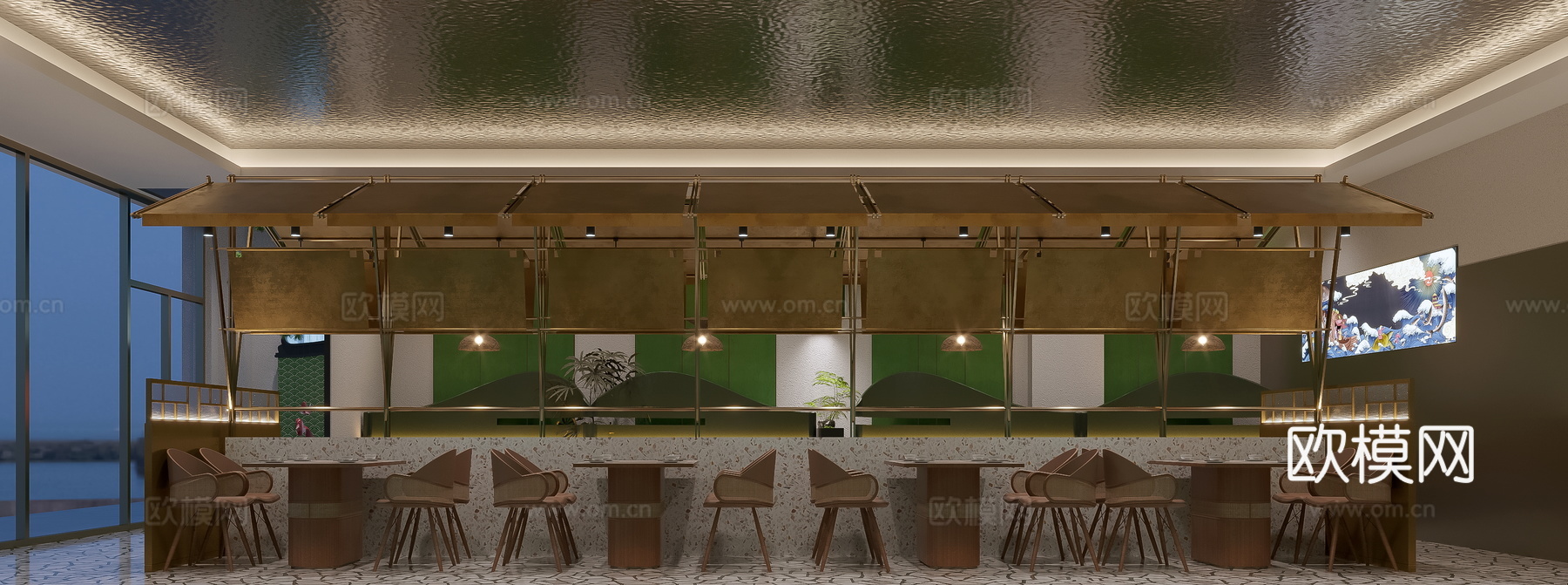 烤鱼店3d模型