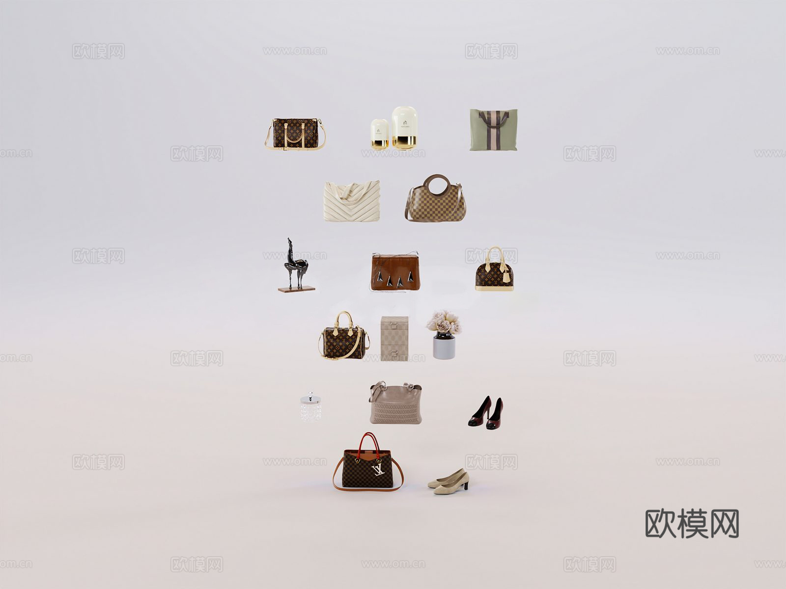 经典款箱包 皮包 手袋 奢侈品3d模型