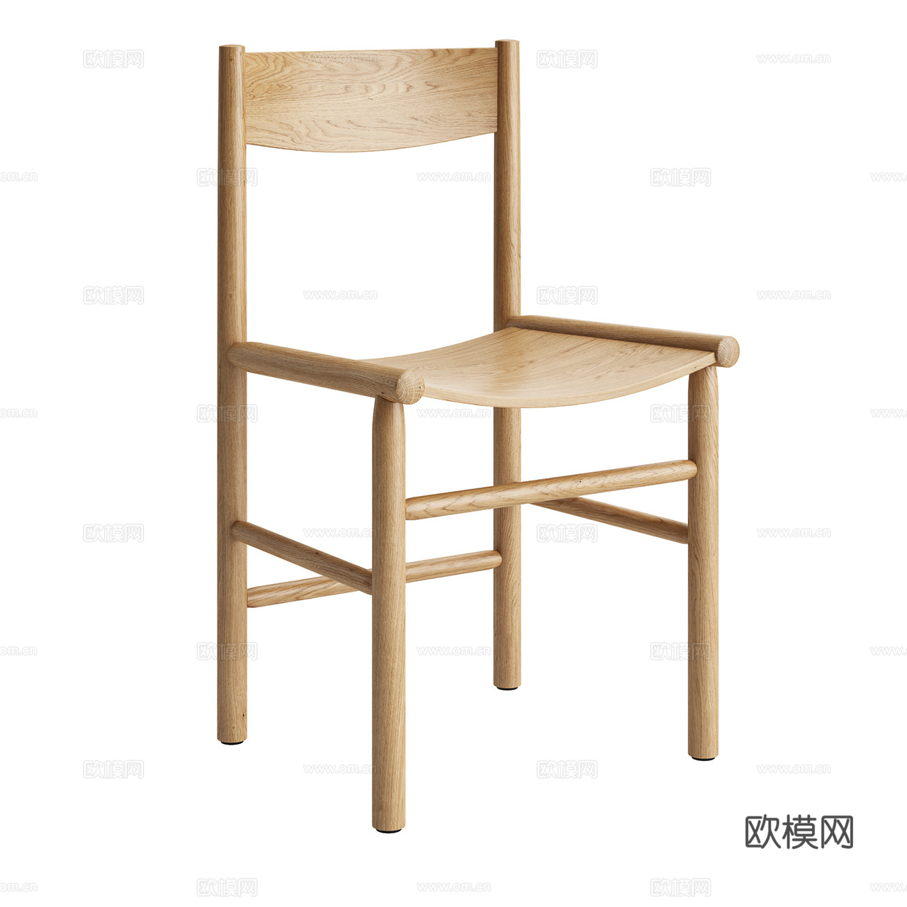 Nikari 极简餐椅 北欧单椅 复古椅 扶手椅 木椅 餐椅3d模型