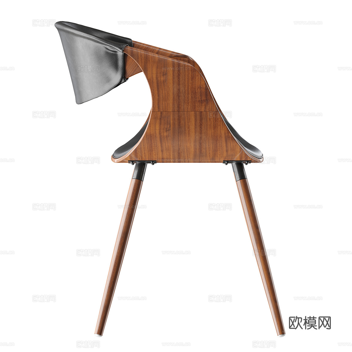 现代意式木质皮革椅子3d模型