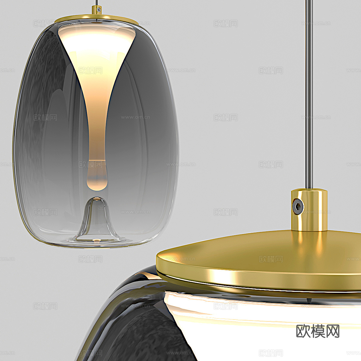 现代轻奢极简玻璃装饰吊灯3d模型