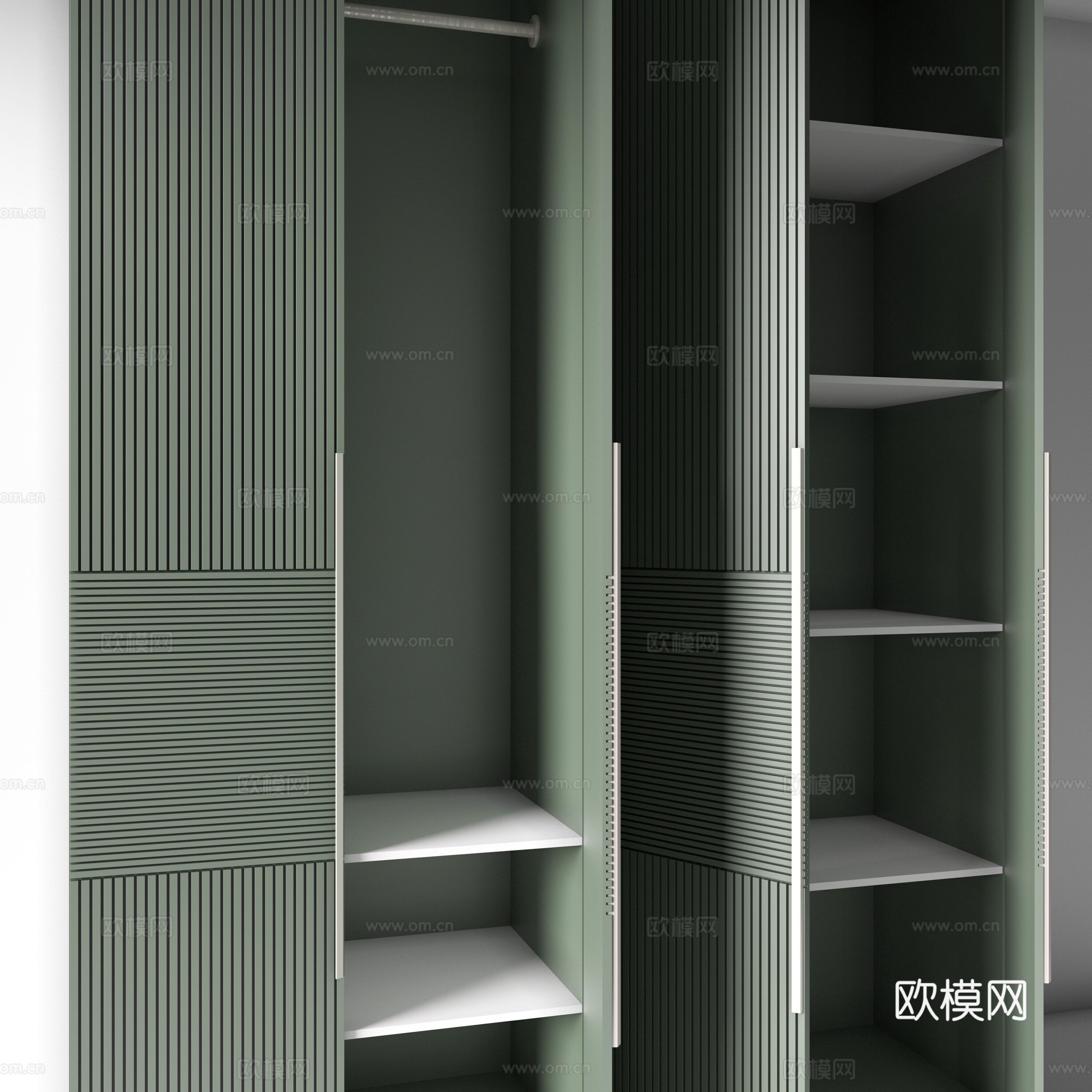 现代意式极简开门衣柜3d模型