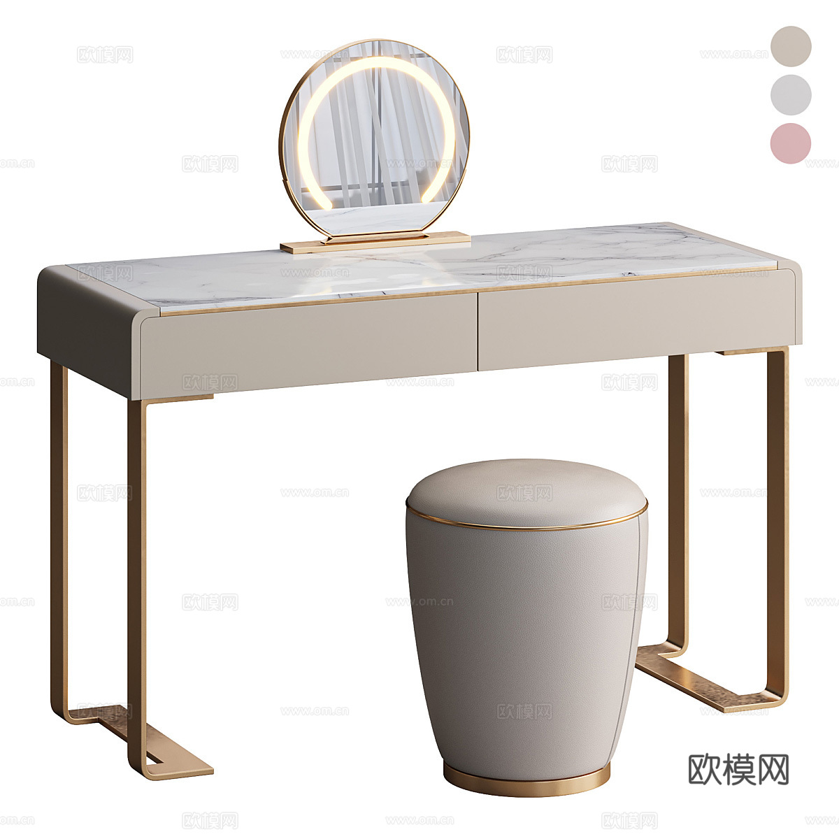 现代轻奢梳妆台3d模型