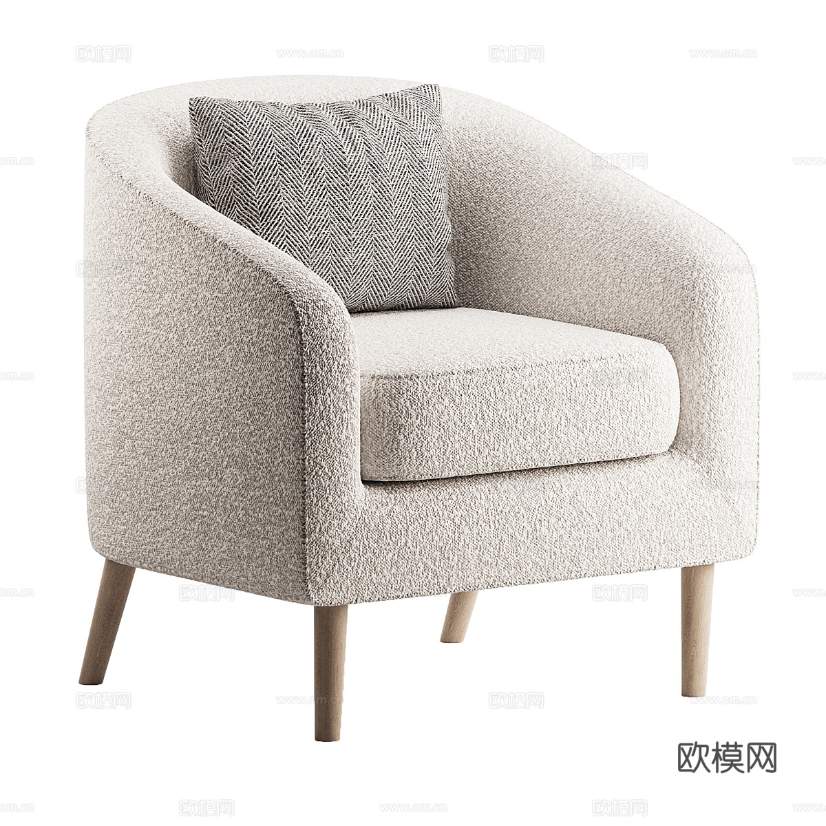 现代北欧布艺扶手椅3d模型