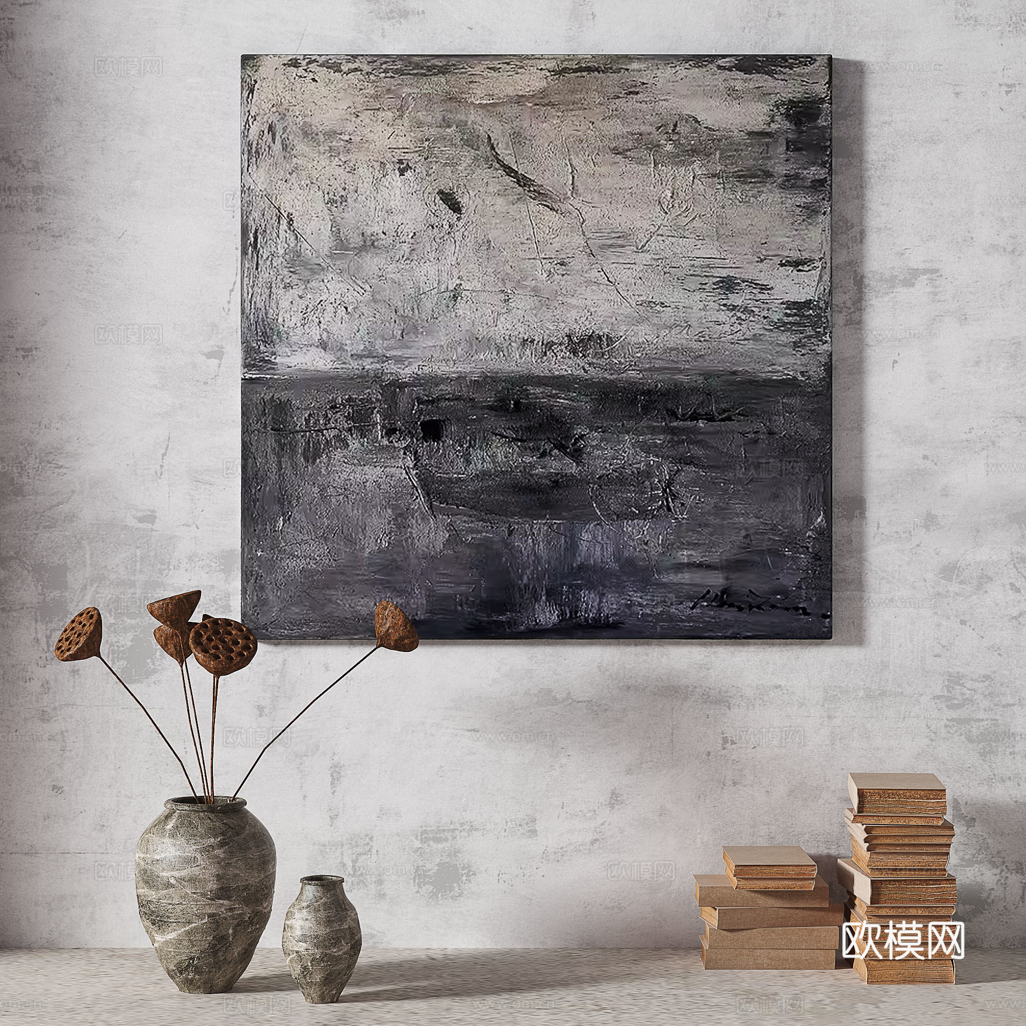 现代，轻奢，侘寂，简约，抽象，立体，复古，中古，装饰画3d模型