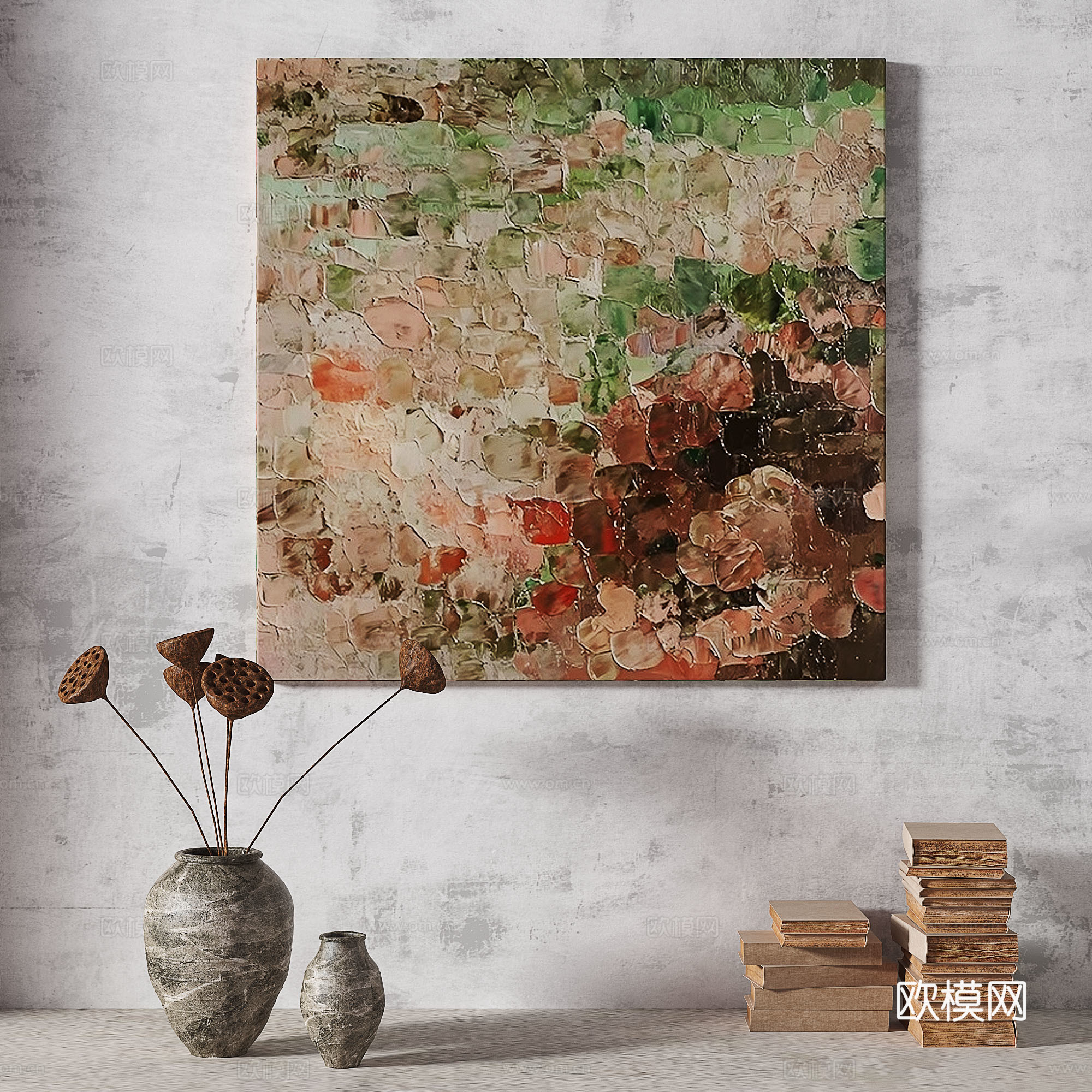 现代，轻奢，侘寂，简约，抽象，立体，复古，中古，装饰画3d模型