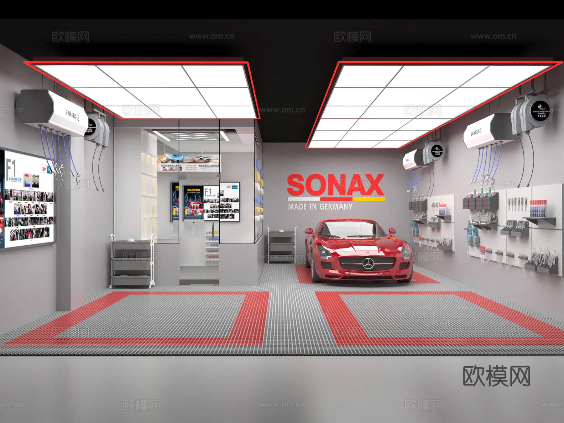 洗车店洗车行 汽车美容中心 洗车维修工具设备 汽修店4s店3d模型