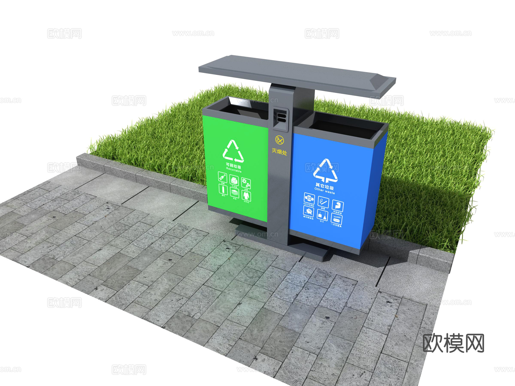 垃圾箱 垃圾分类 标识 垃圾桶 图标 垃圾回收3d模型