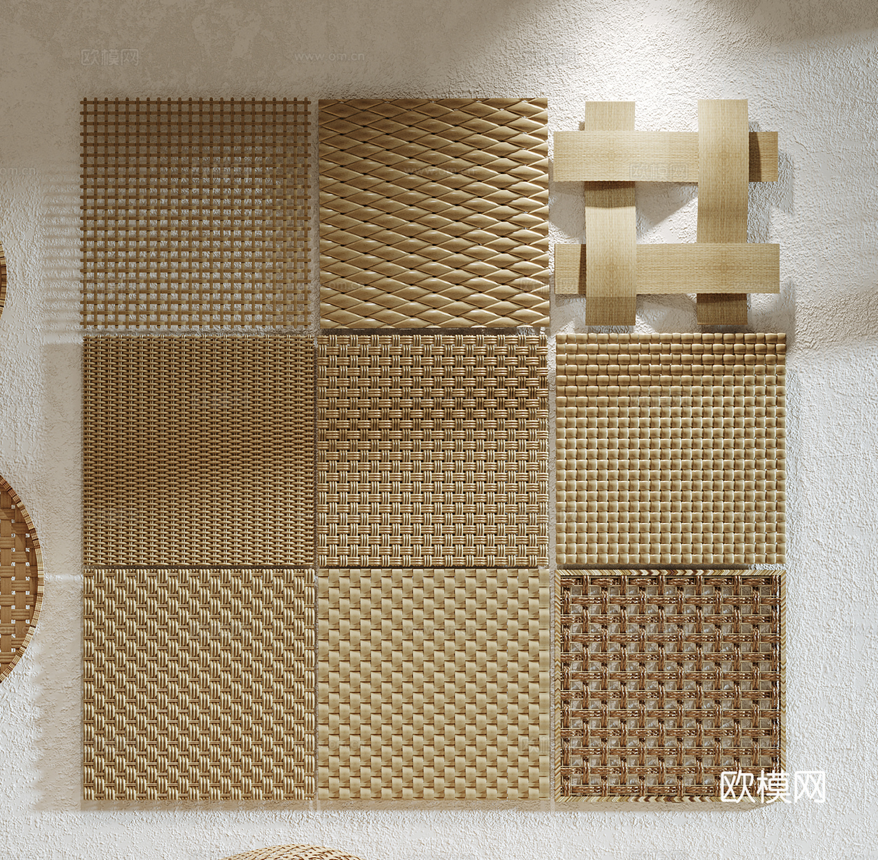 中式编藤物 编制物 竹筐竹篮 东南亚灯 编制灯3d模型