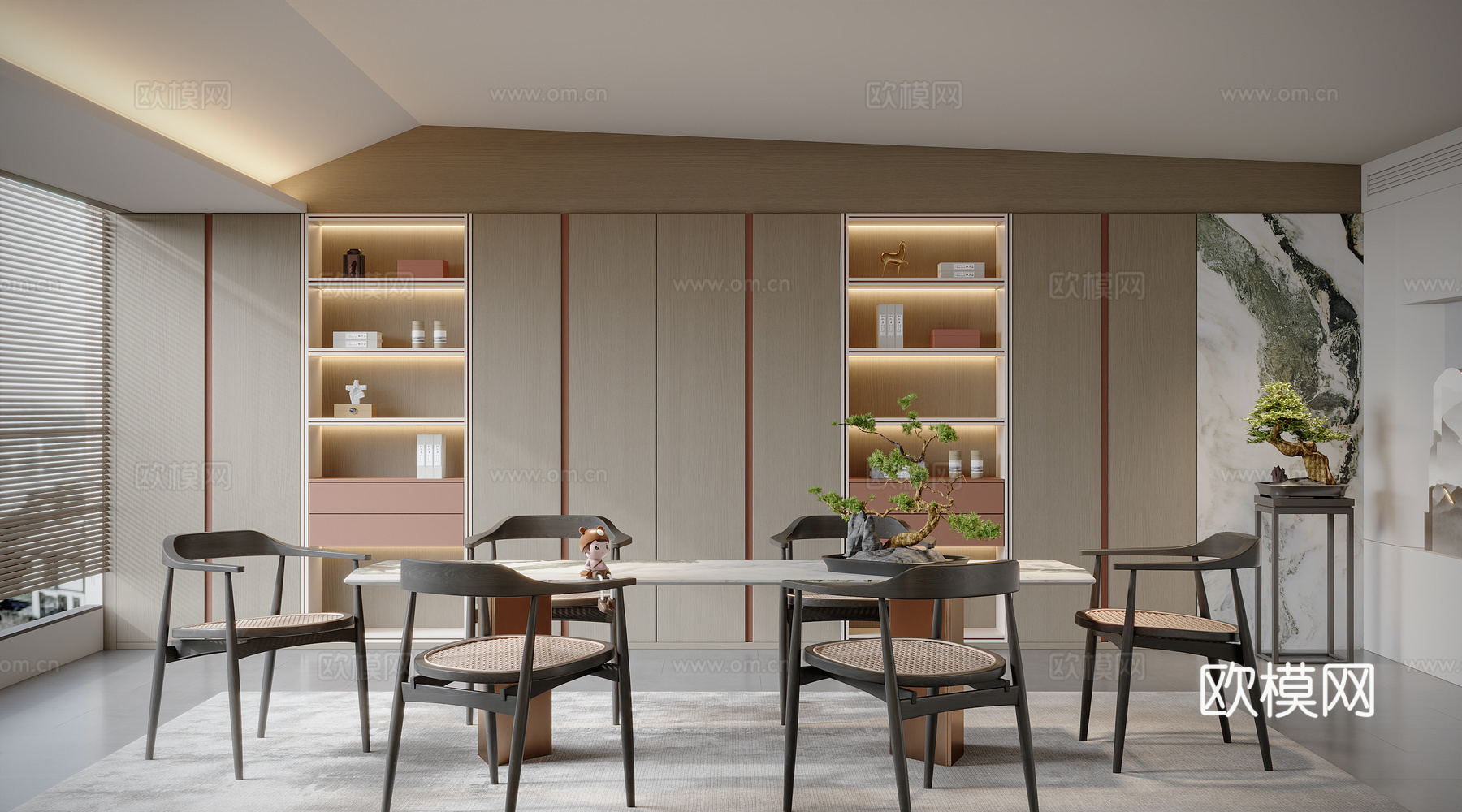 新中式餐厅su模型