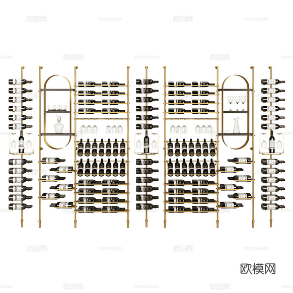 現(xiàn)代輕奢金屬紅酒架3d模型下載(渲染圖2)