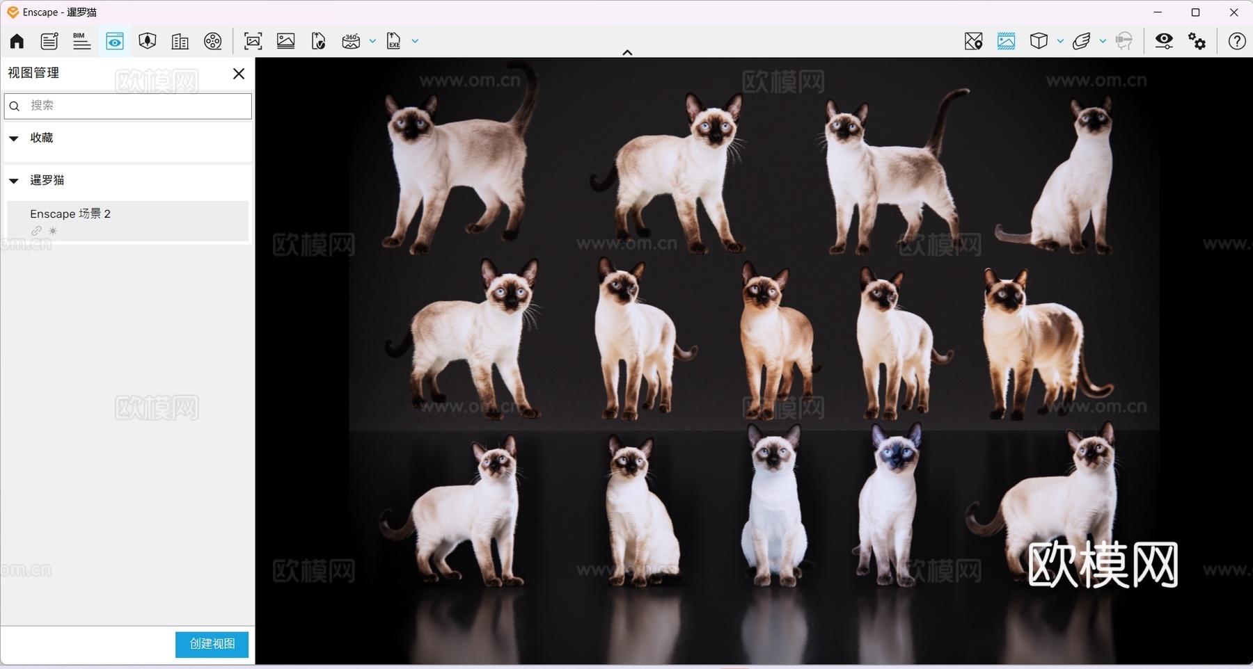 2D宠物猫 宠物 暹罗猫 小猫咪 居家宠物su模型