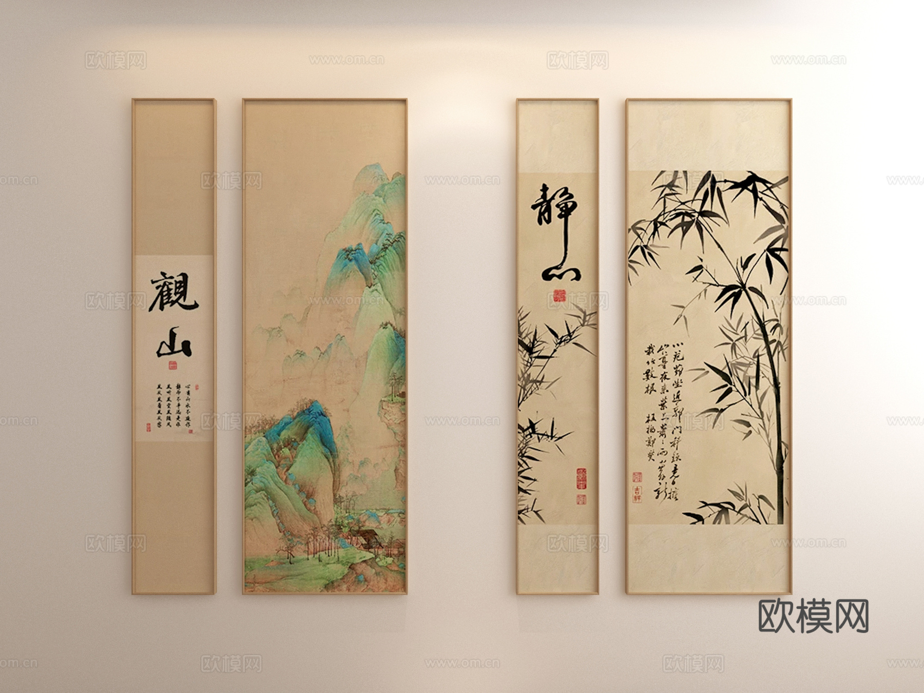 中式组合画 宋式美学挂画 组合画3d模型