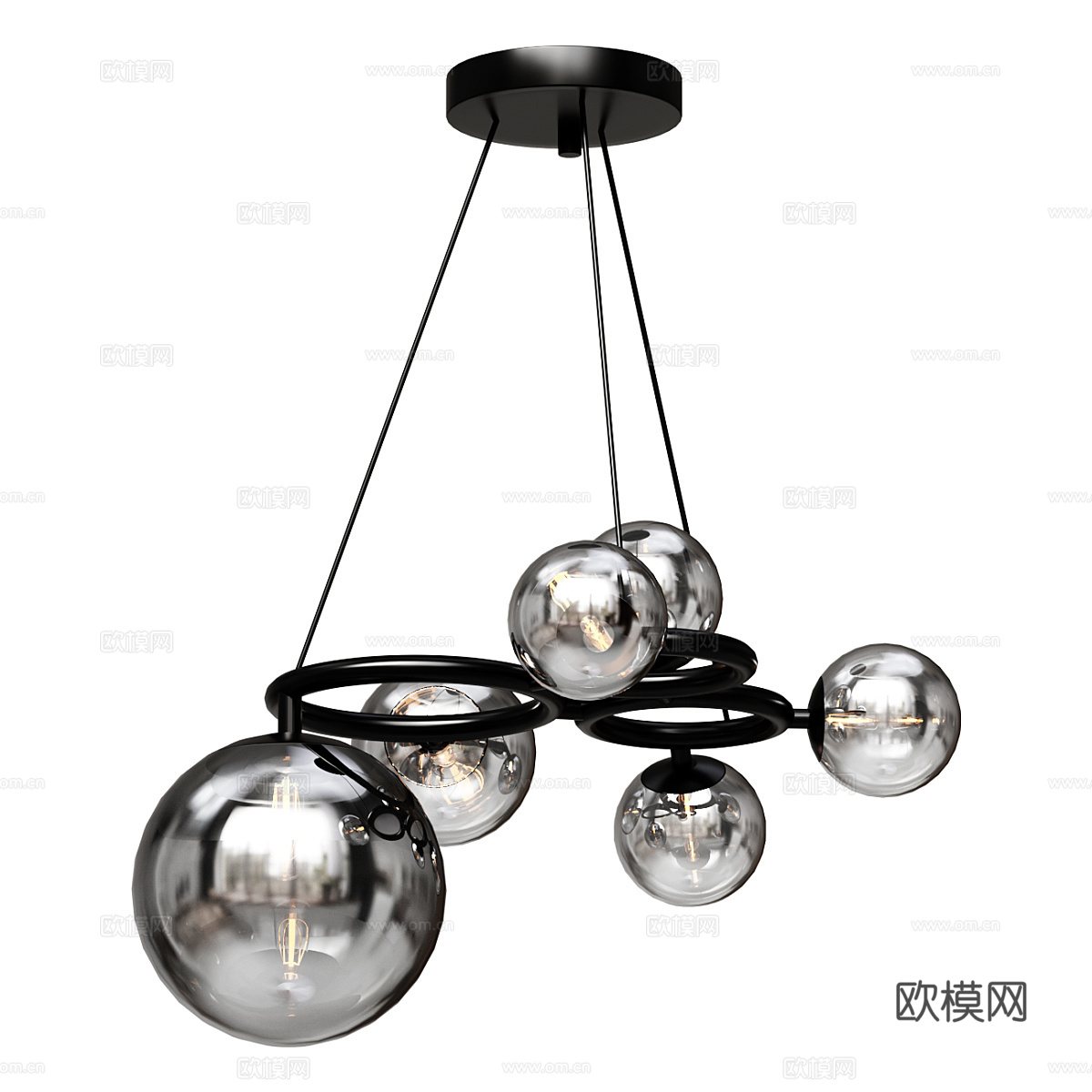现代意式玻璃装饰吊灯3d模型