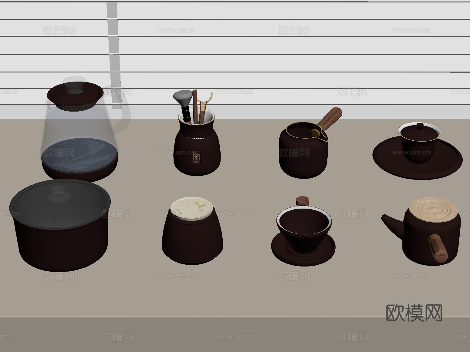 茶具 新中式茶具 茶杯su模型