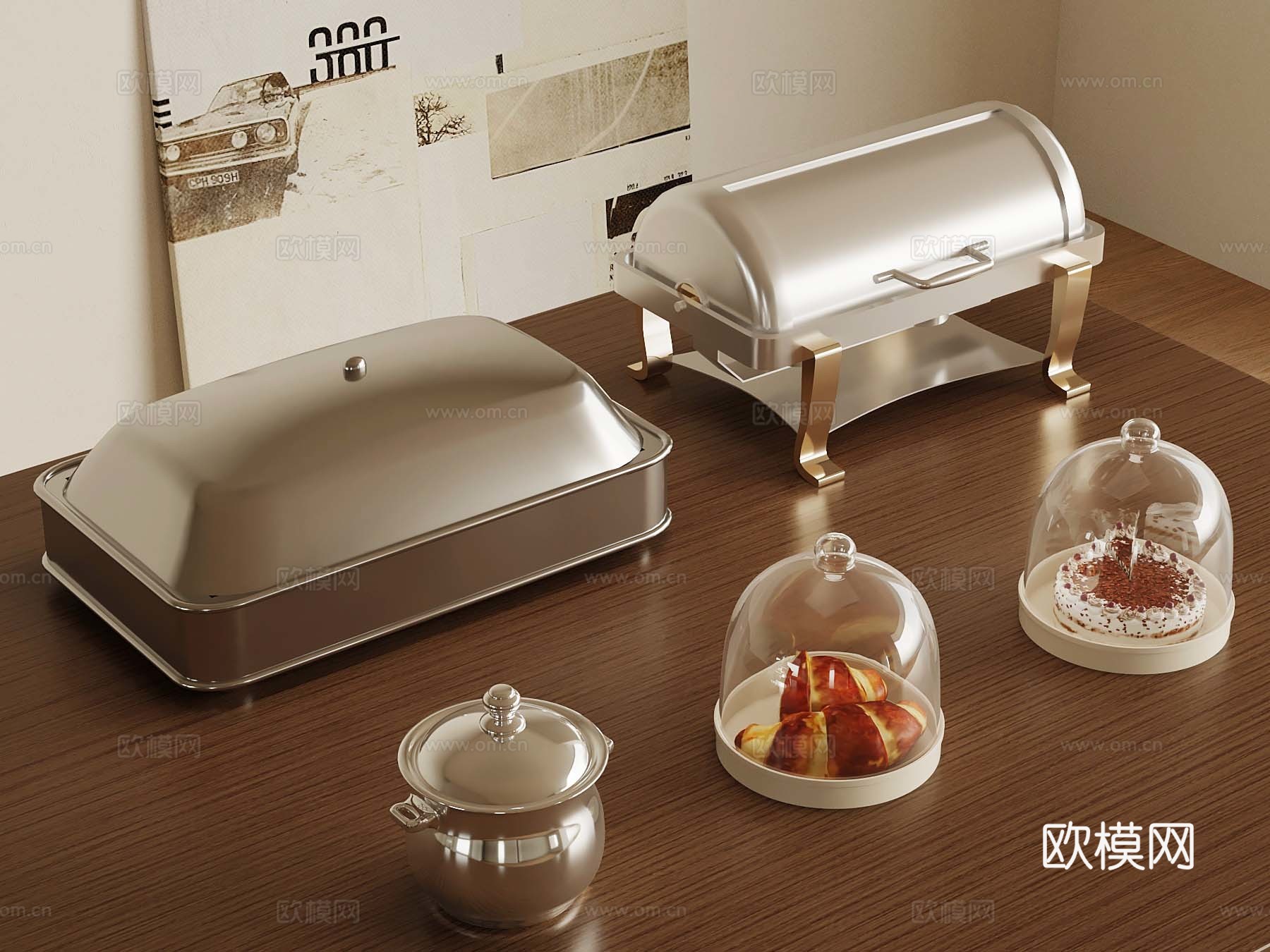 现代餐具 布菲炉 餐具炉 托盘3d模型