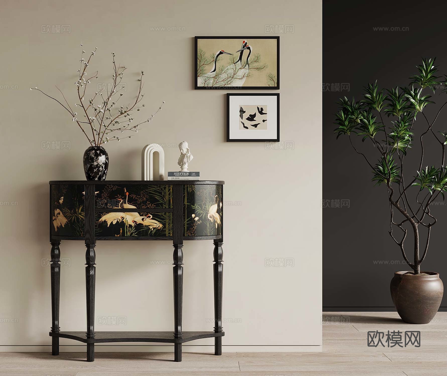 法式复古风边柜 端景柜 休闲椅3d模型