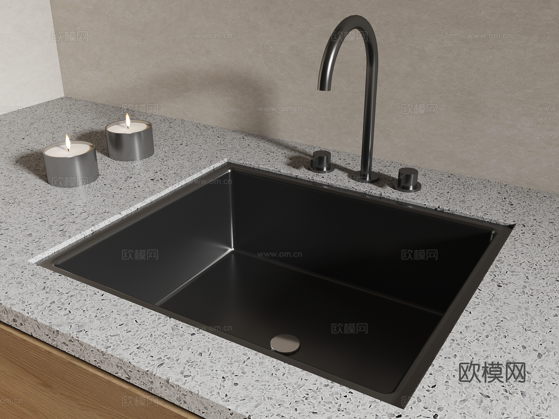 现代水槽 洗手盆 水龙头 台下盆3d模型