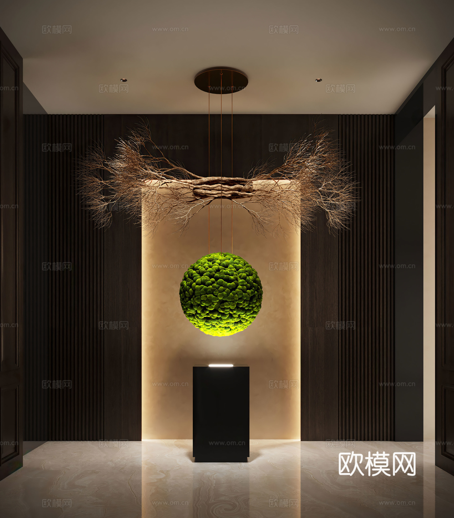 现代植物艺术装置 室内装置 苔藓装置 植物吊饰 植物景观3d模型