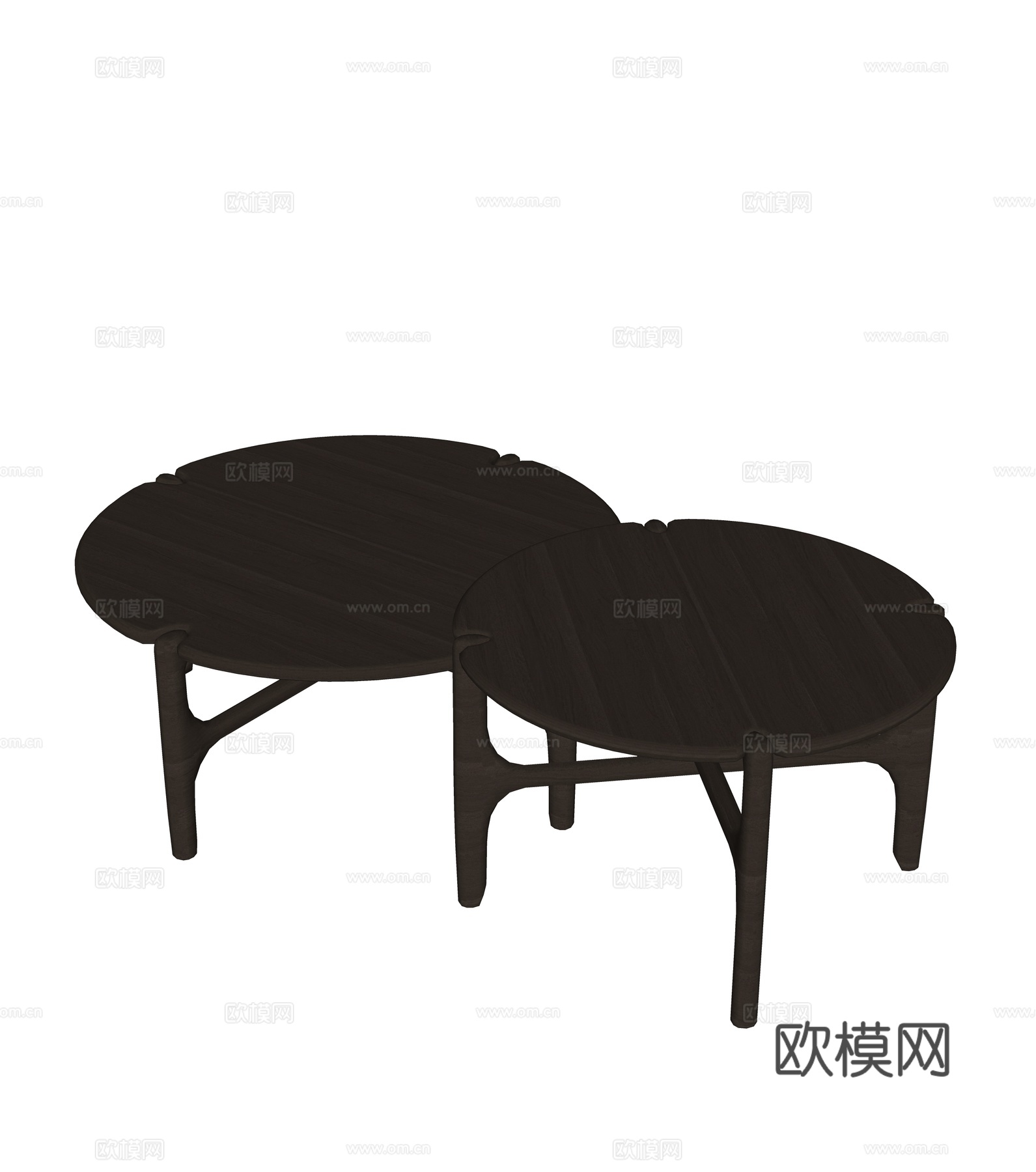 中古风圆形茶几组合su模型