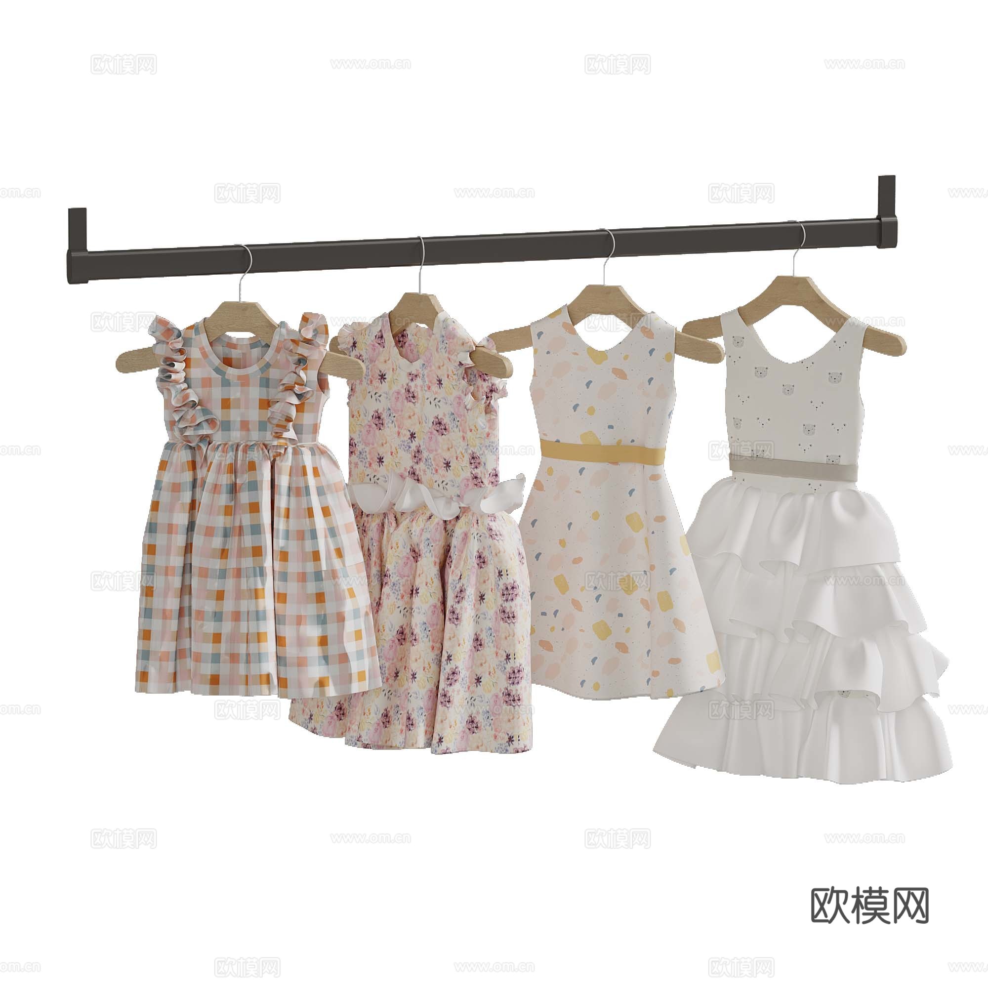 儿童衣服 服饰 衣架su模型