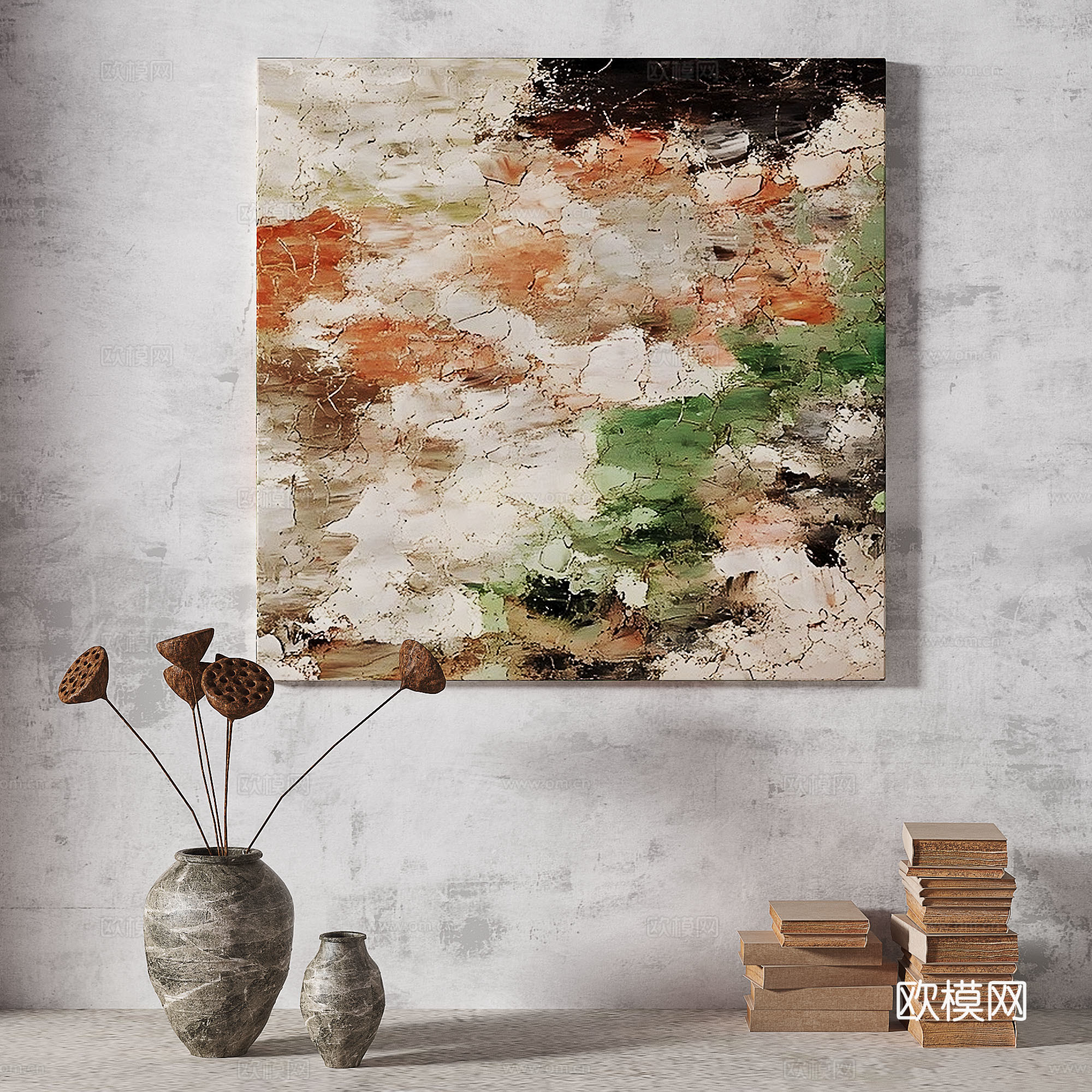 现代，轻奢，侘寂，简约，抽象，立体，复古，中古，装饰画3d模型