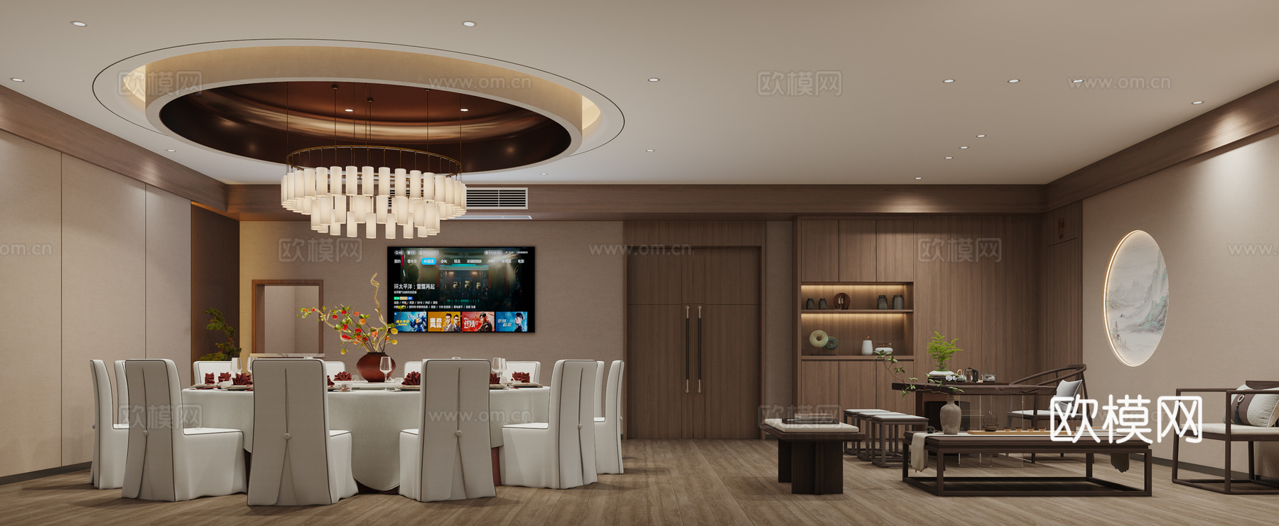 中式餐饮包厢3d模型